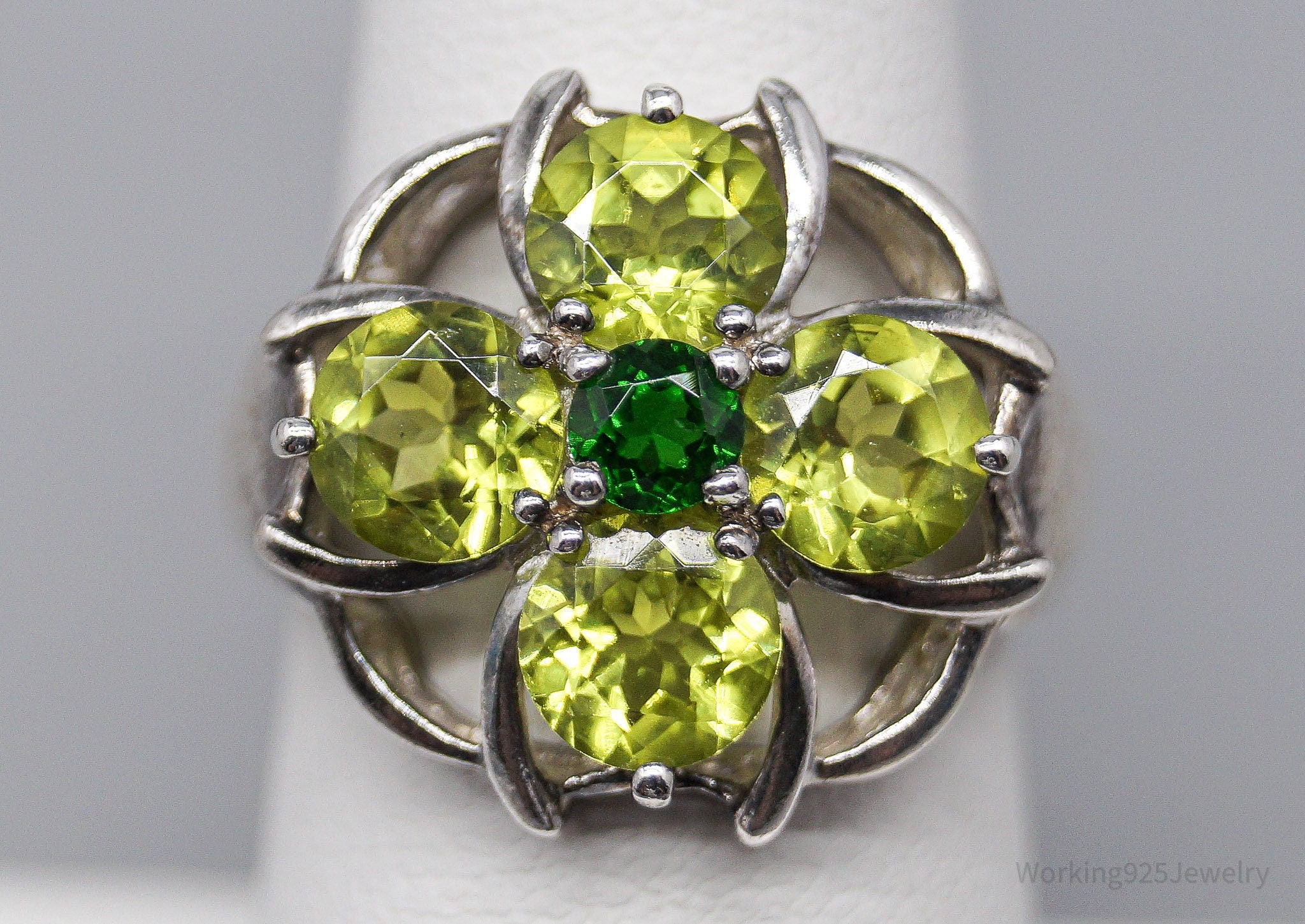 JTV HT Peridot & Green Chrome Diopside Sterling Silver Ring - Size 6.75