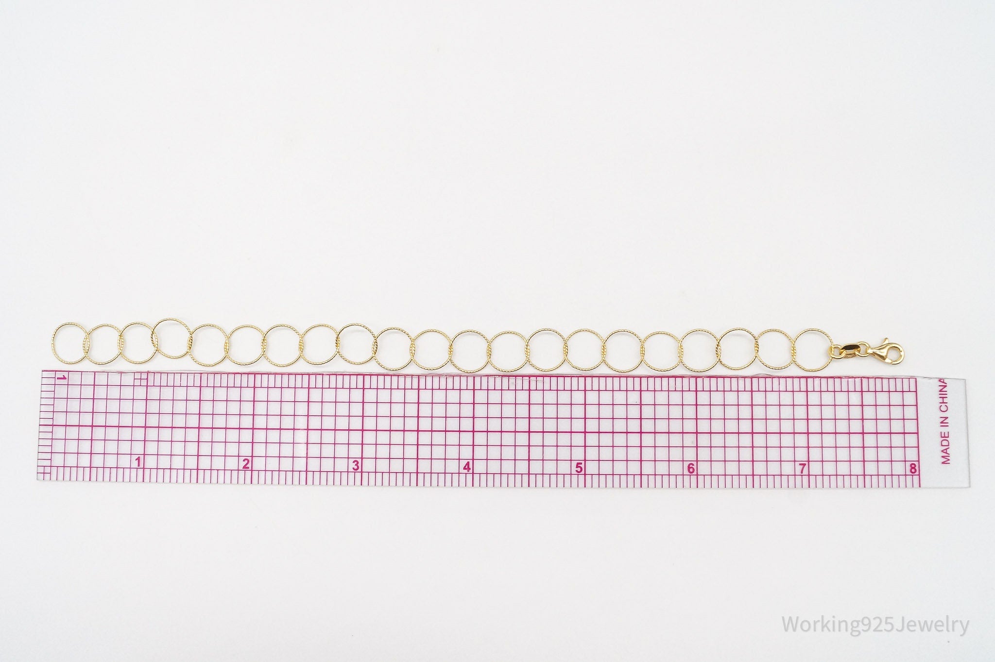 Vintage Danecraft Circle Chain Link Gold Vermeil Sterling Silver Bracelet