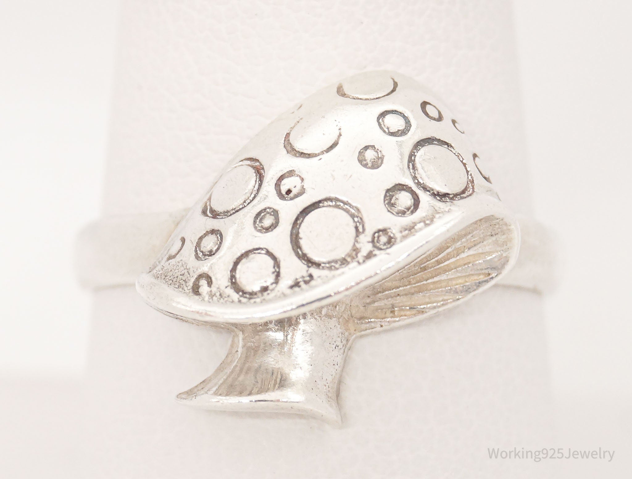 Vintage Mushroom Sterling Silver Ring - Size 8.5