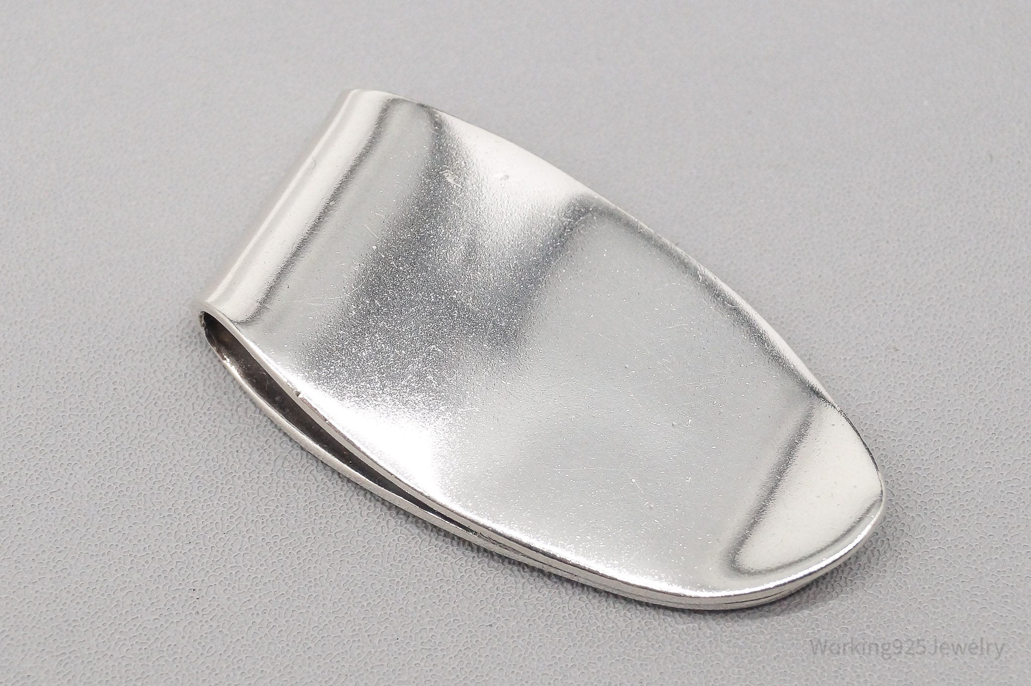 Vintage Mid Century Modernist Style Sterling Silver Money Tie Money Clip