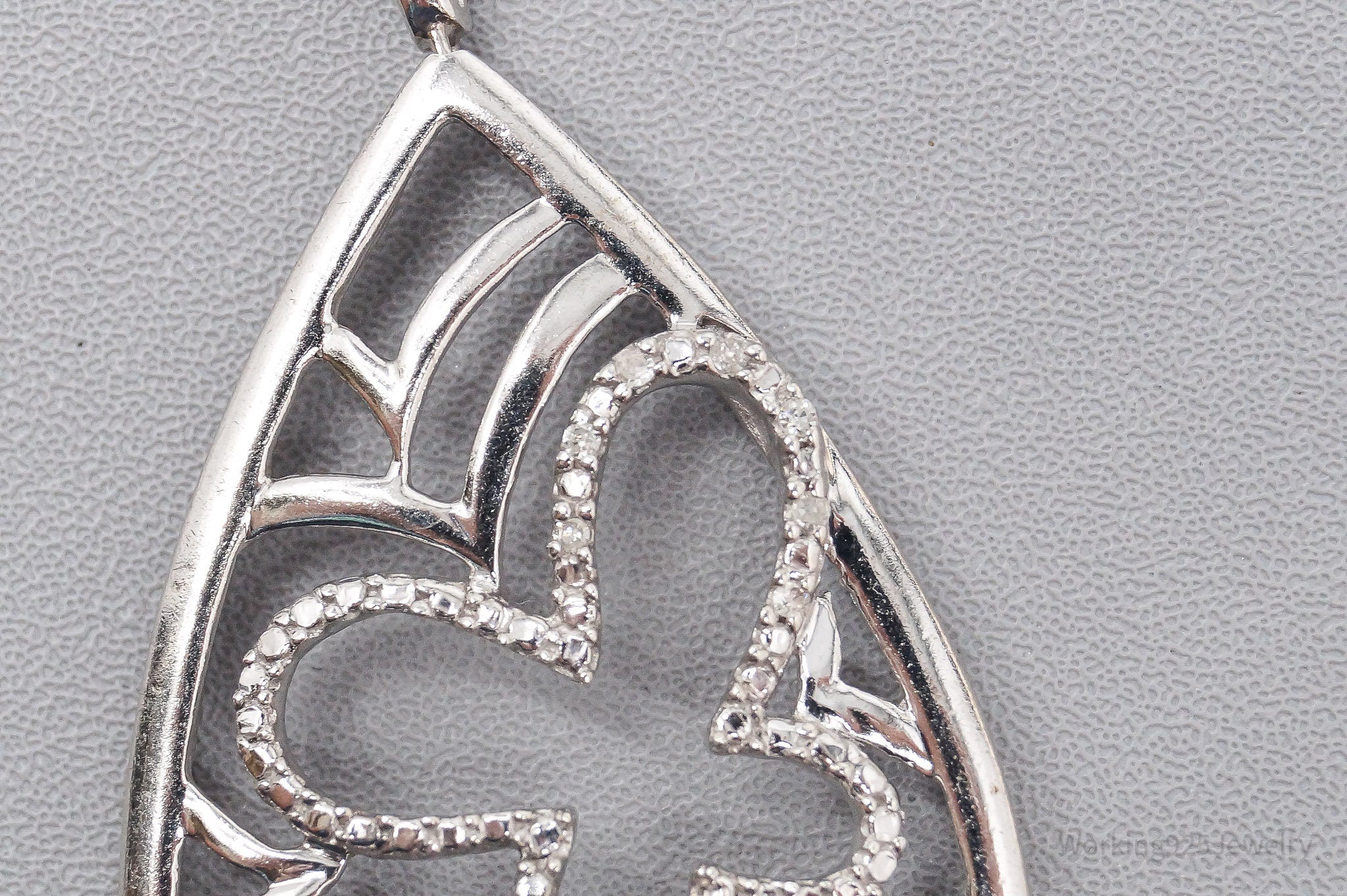 Vintage Diamond Butterflies Sterling Silver Necklace 20"