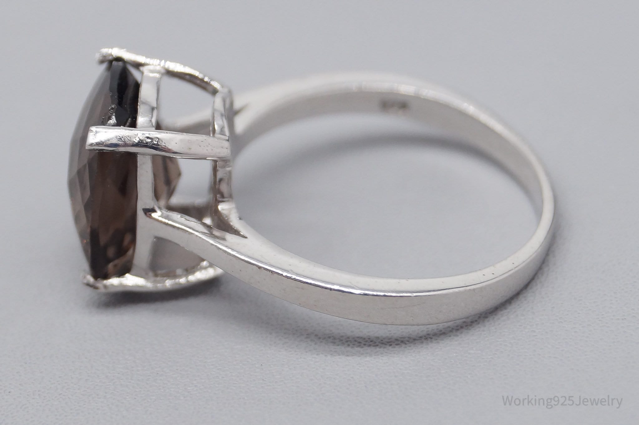 JTV TGGC Large Smoky Topaz Sterling Silver Ring - Size 8.25