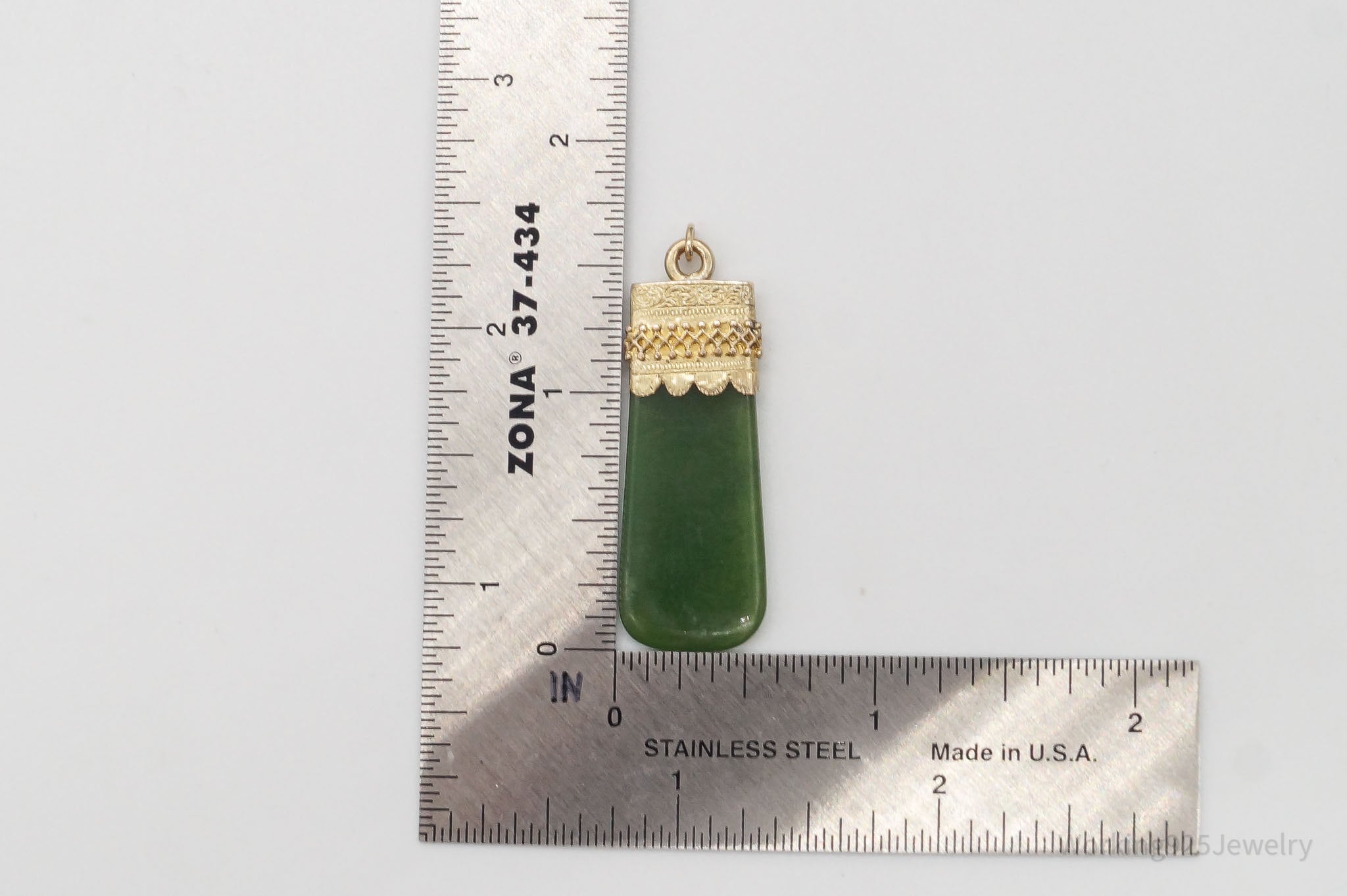 Vintage Green Jade Gold Plated Pendant