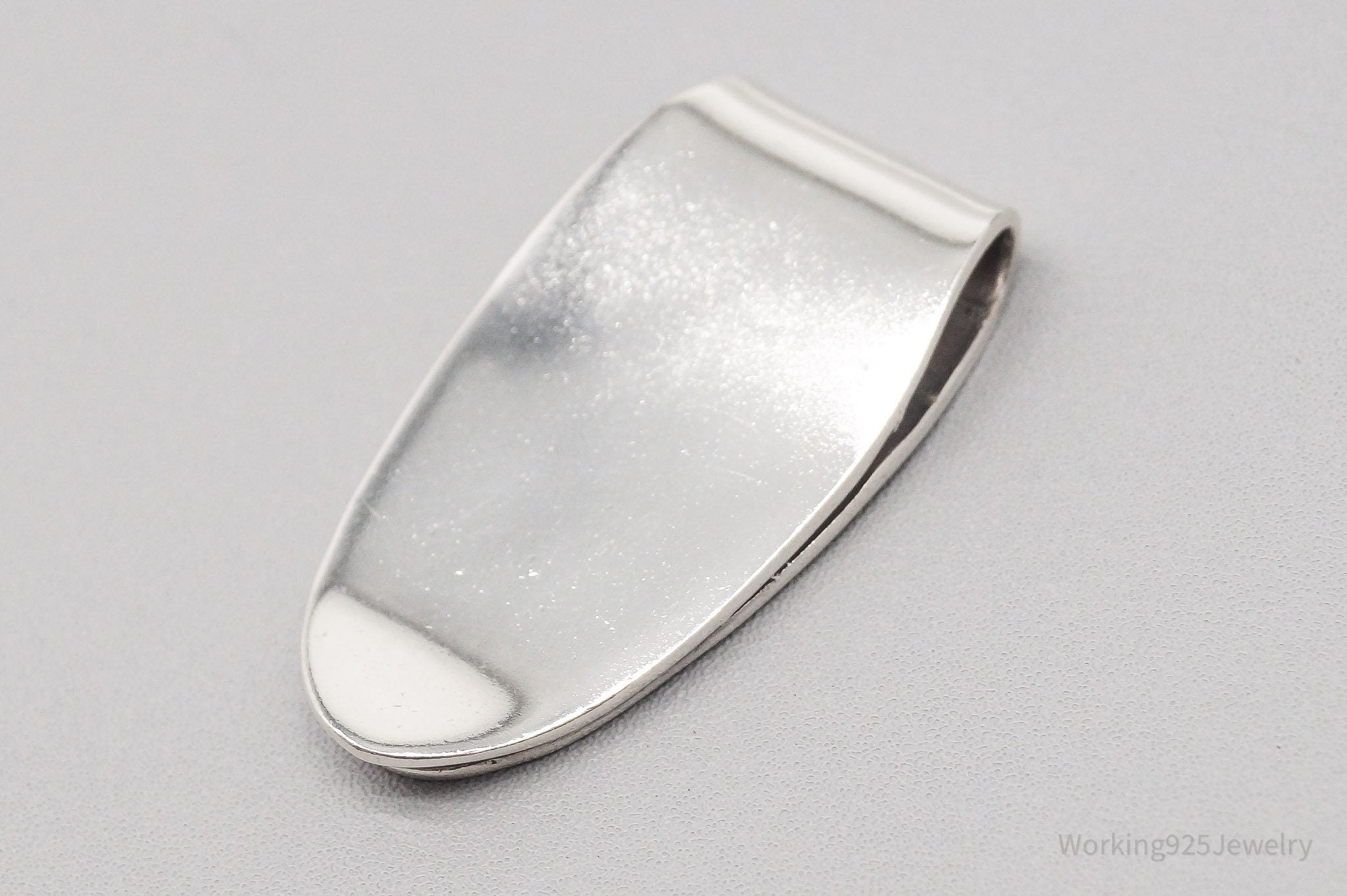 Vintage Mid Century Modernist Style Sterling Silver Money Tie Money Clip