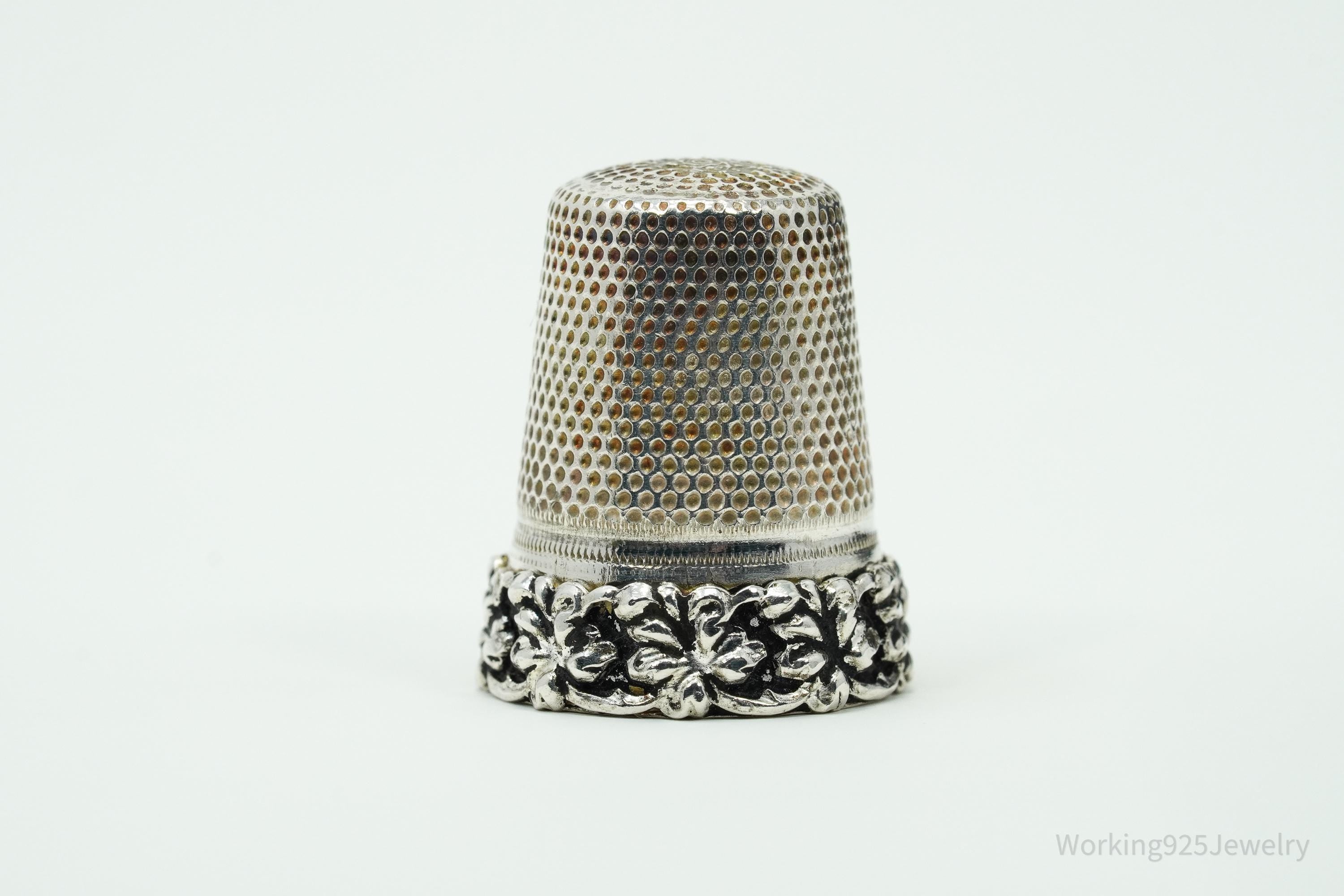 Antique German Sterling Silver Thimble Size 9