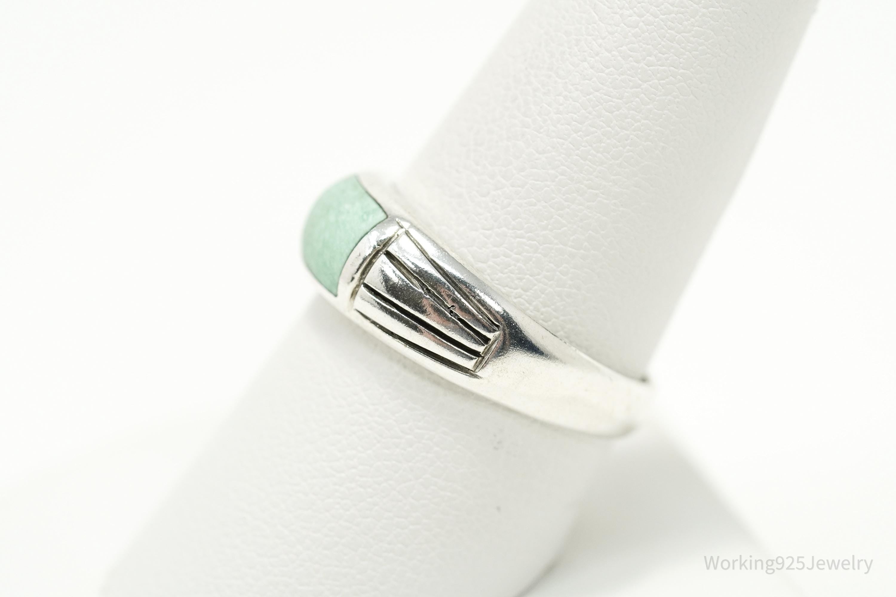 Vintage Native Anglo Carol Felley Turquoise Sterling Silver Ring - Size 9