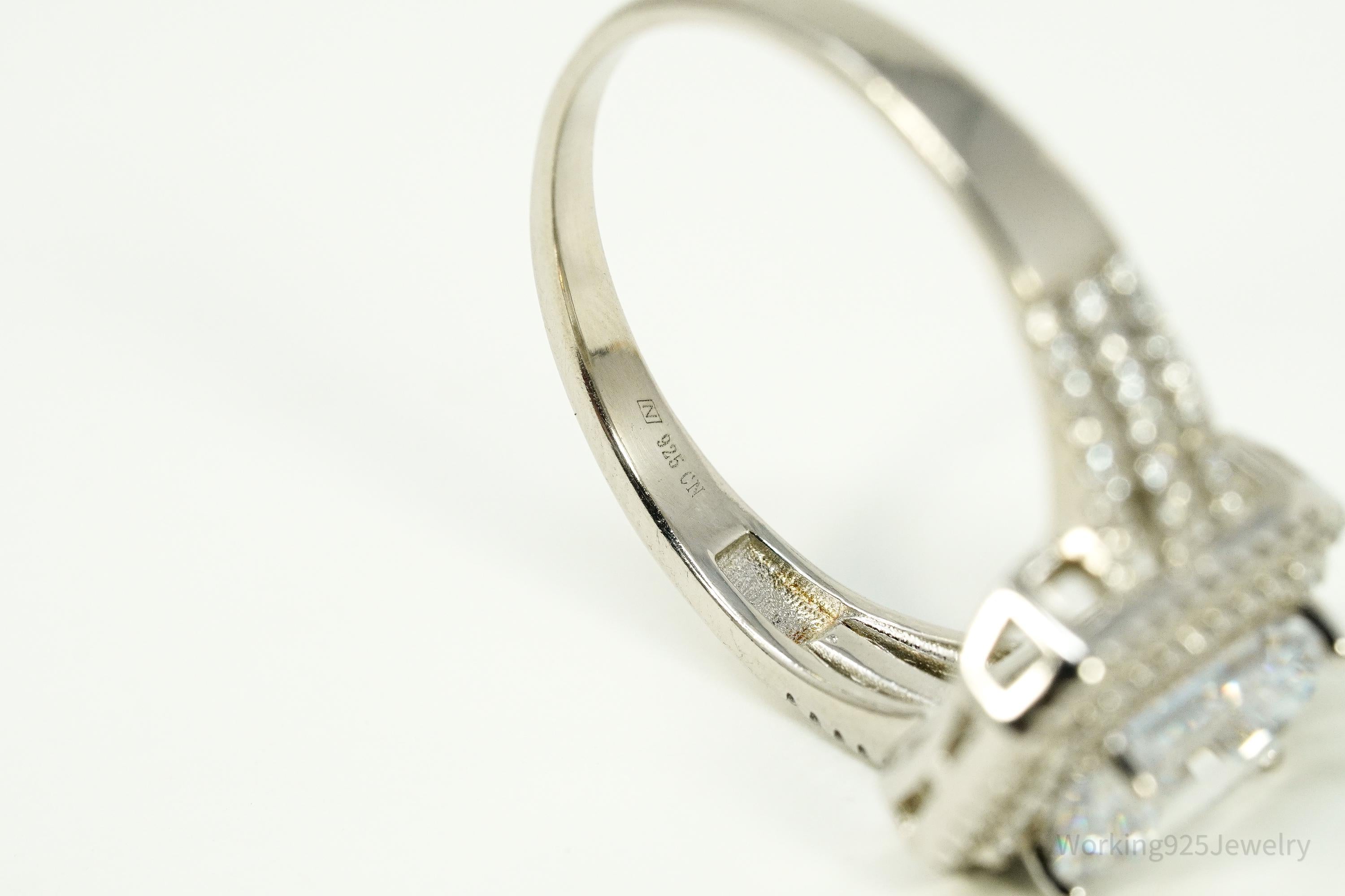 Vintage Cubic Zirconia Sterling Silver Ring Size 12.25