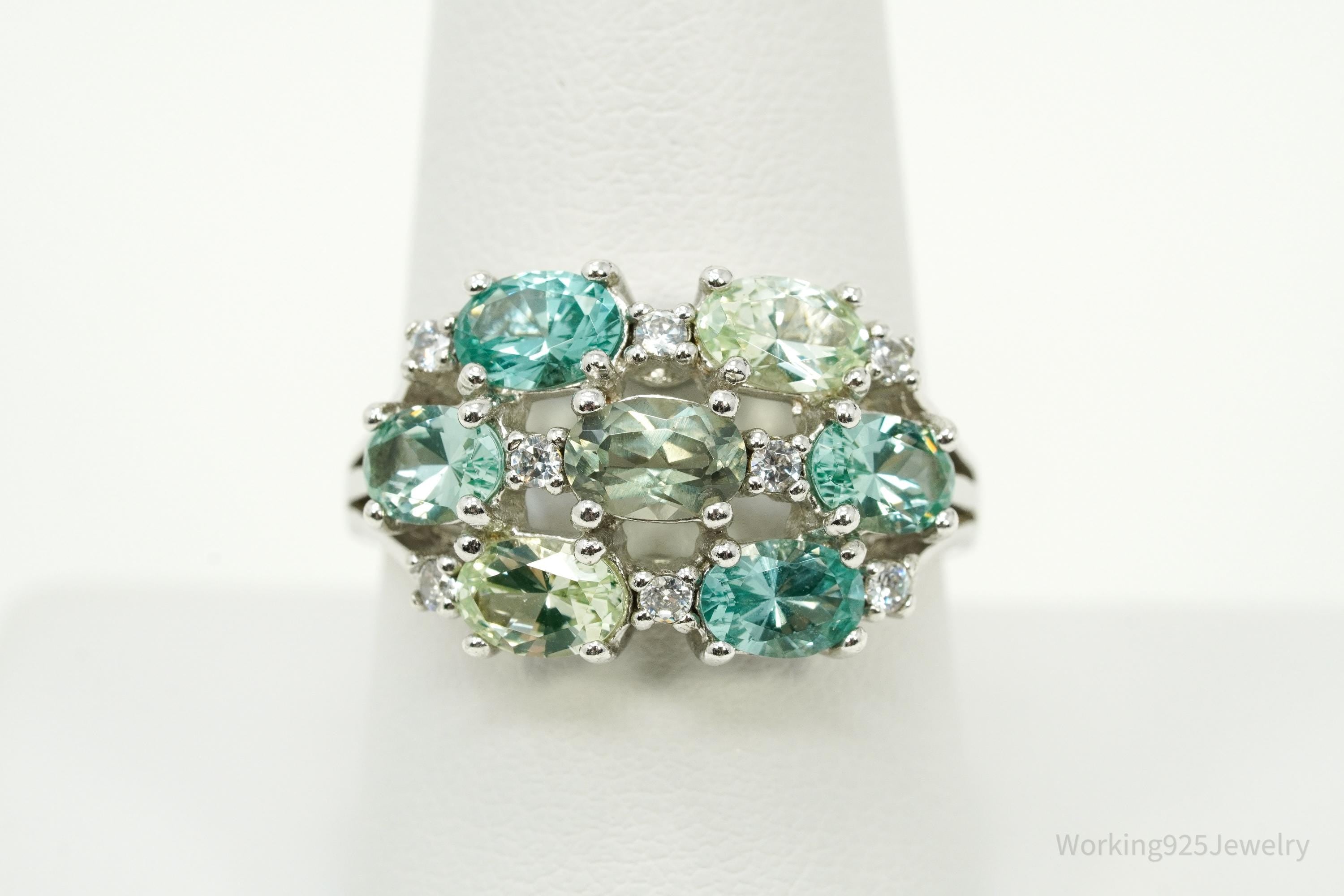 Vintage JOSEPH ESPOSITO ESPO Multi Gemstone Sterling Silver Ring - Size 9