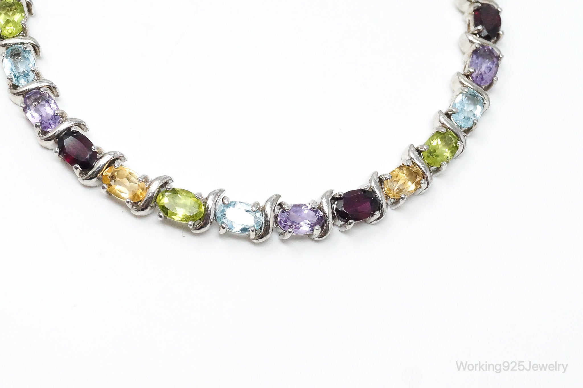 Vintage Multi Gem Sterling Silver Bracelet