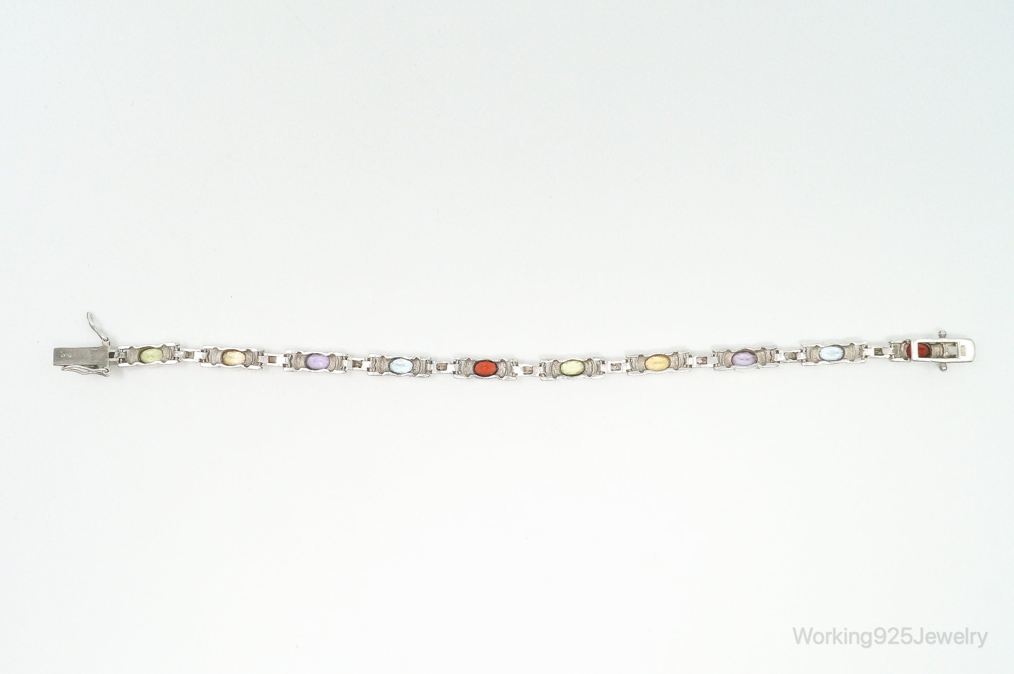 Vintage Multi Gem Sterling Silver Bracelet