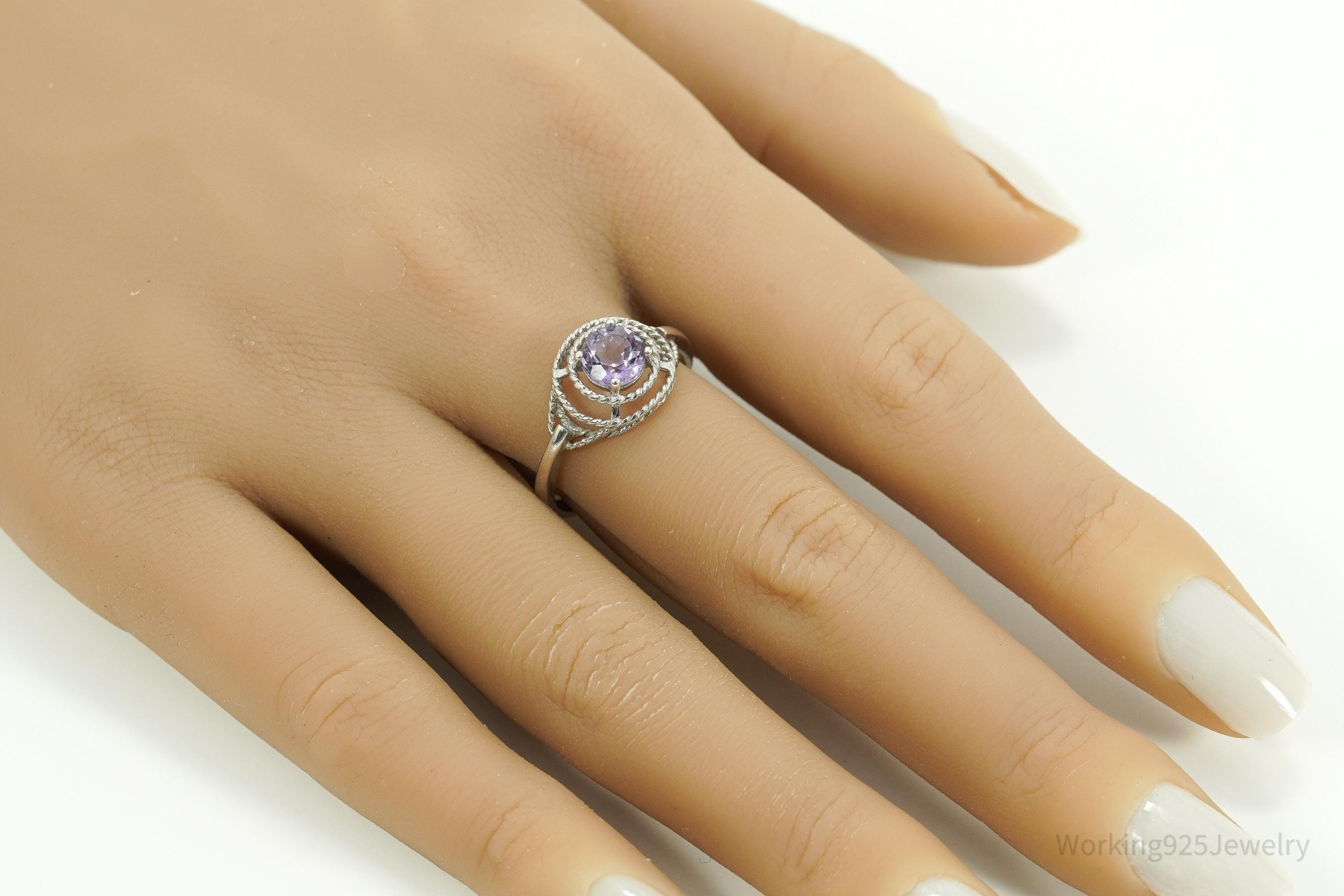 Vintage Amethyst Sterling Silver Ring - Size 8.25