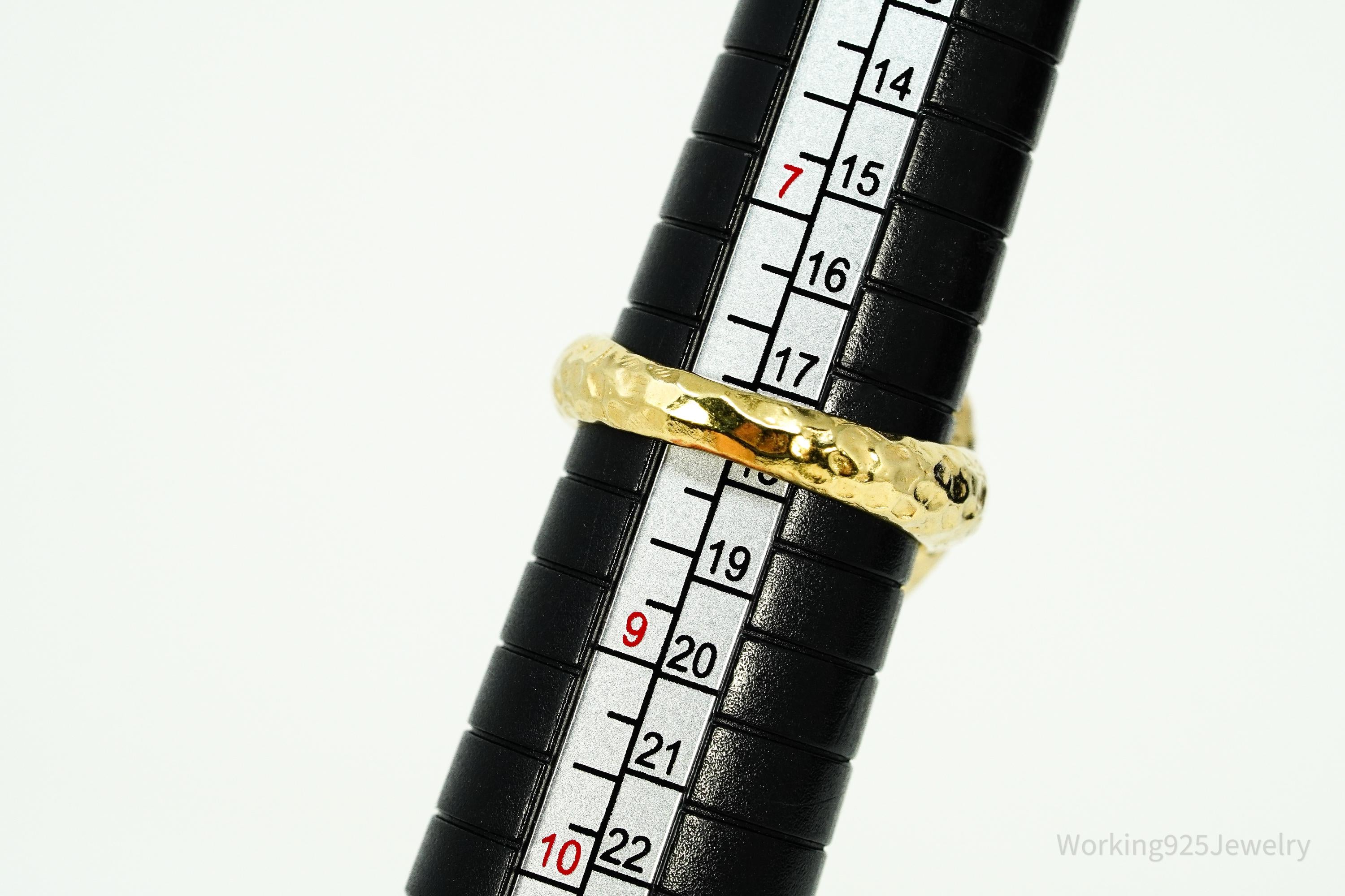 Vintage Italian Designer Amethyst Gold Vermeil Sterling Silver Ring - Size 8