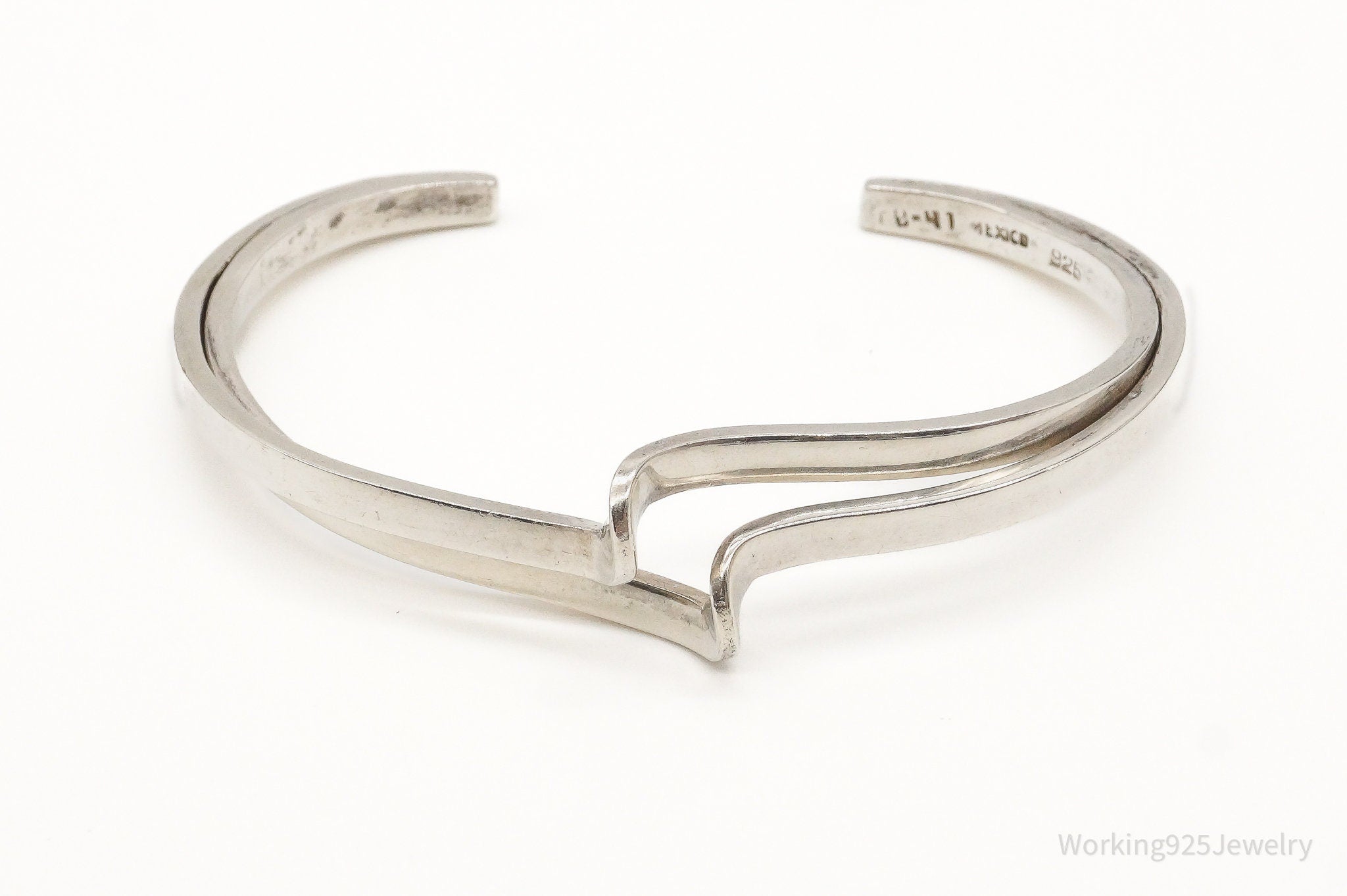 Vintage Mexico Modernist Sterling Silver Cuff Bracelet