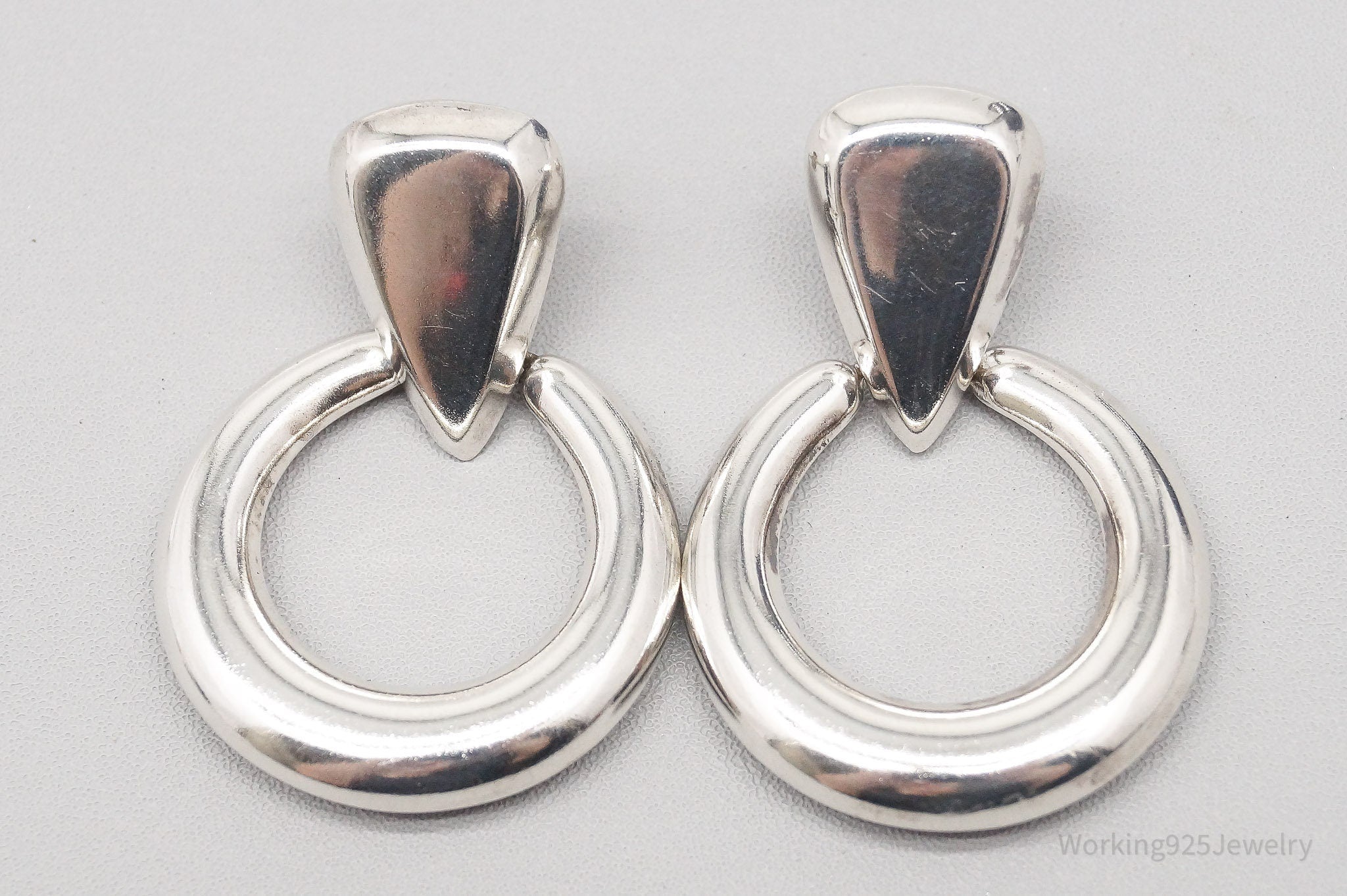 Vintage Modernist Style Sterling Silver Earrings