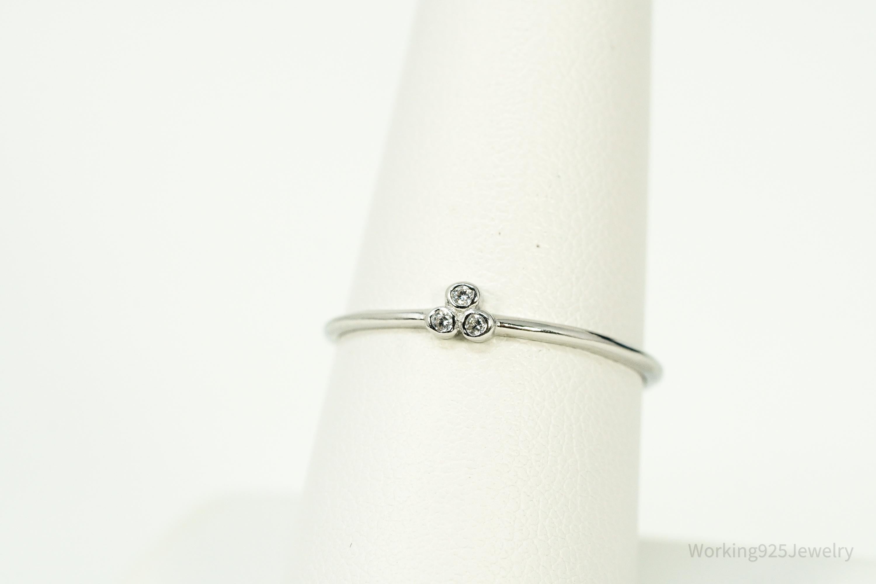 Vintage Cubic Zirconia Sterling Silver Ring Size 8.25