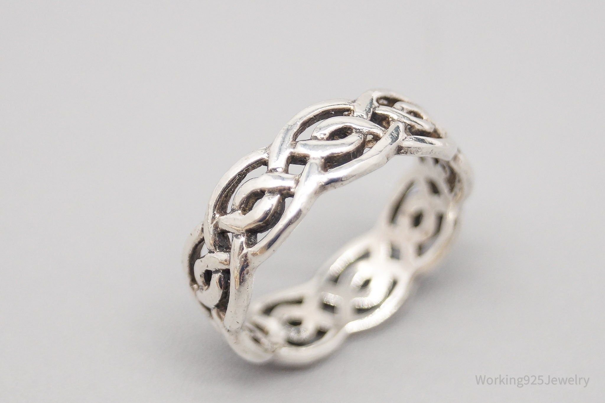 Vintage Celtic Knots Sterling Silver Band Ring - Size 6