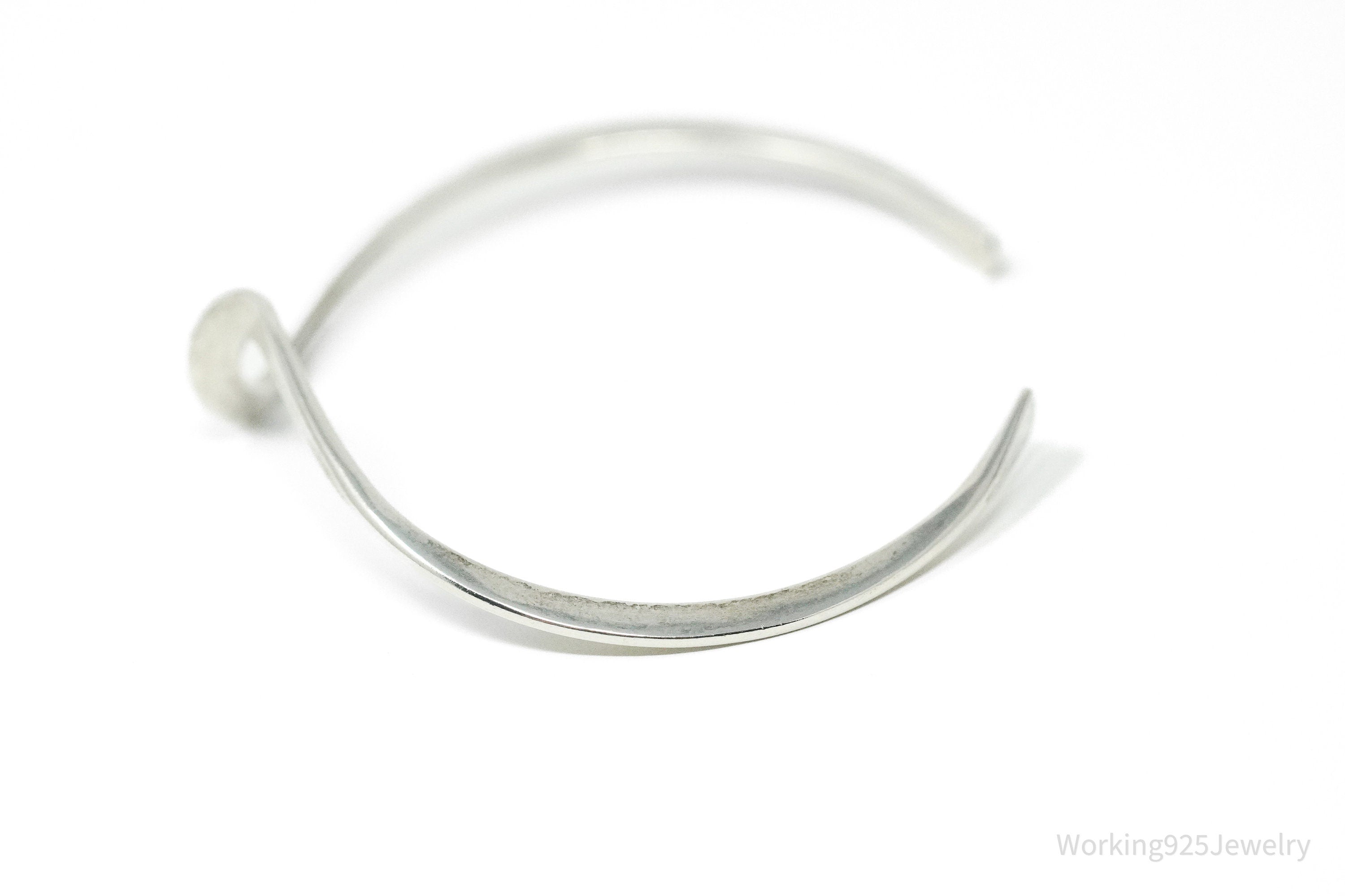 Vintage Designer Peter James Wave Modernist Sterling Silver Cuff Bracelet - 6.25"