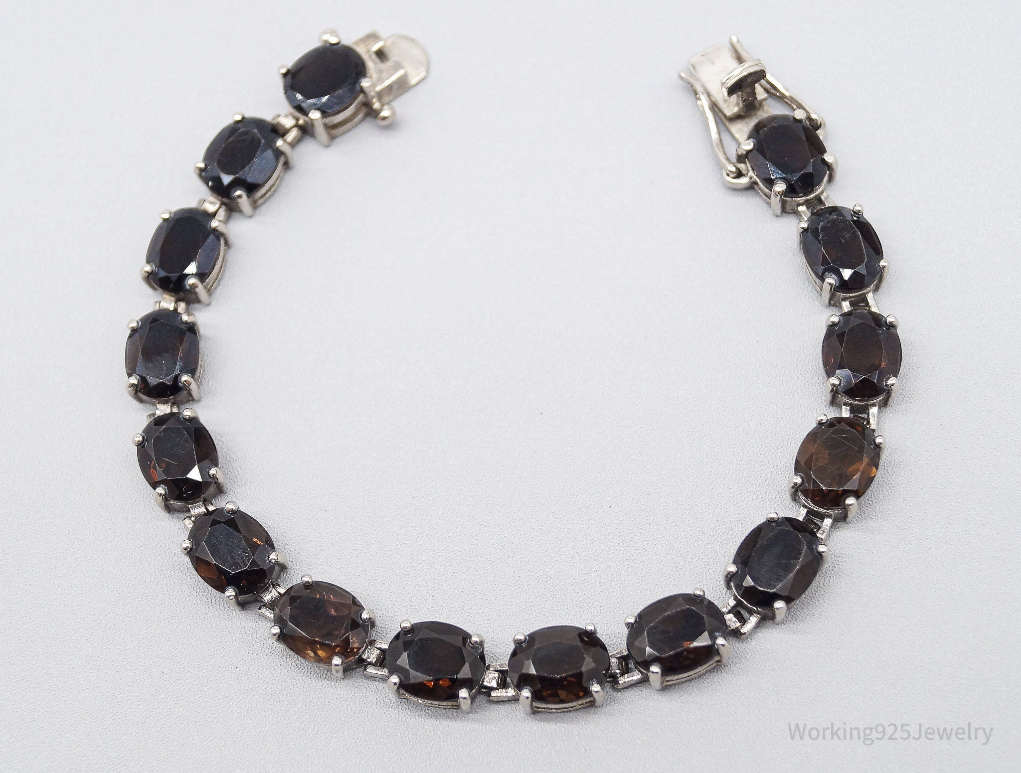 Vintage ALX Smoky Topaz Sterling Silver Bracelet 7 7/8"