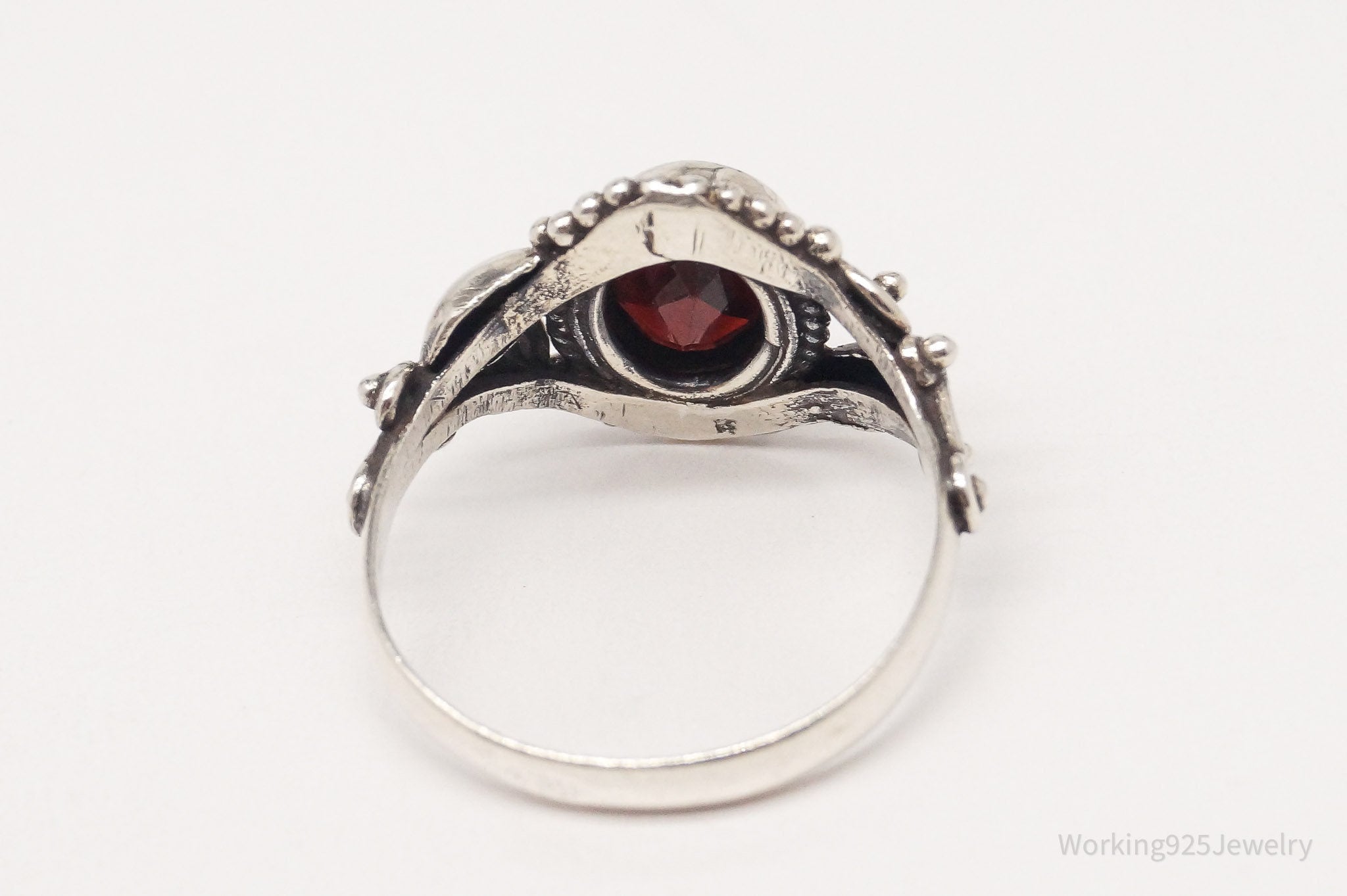 Vintage Garnet Sterling Silver Ring - Size 6