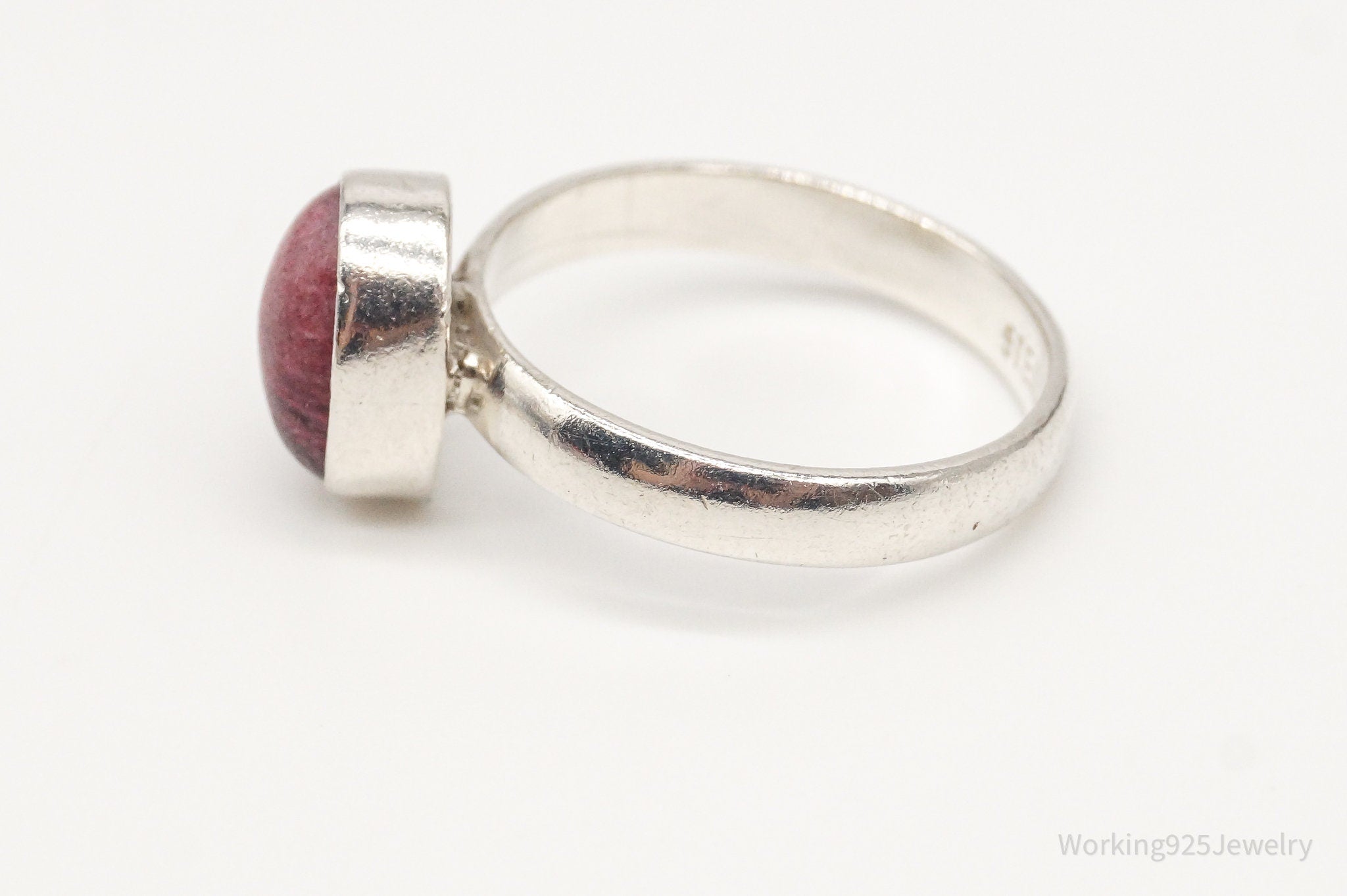 Vintage Rhodonite Sterling Silver Ring - Size 7.5