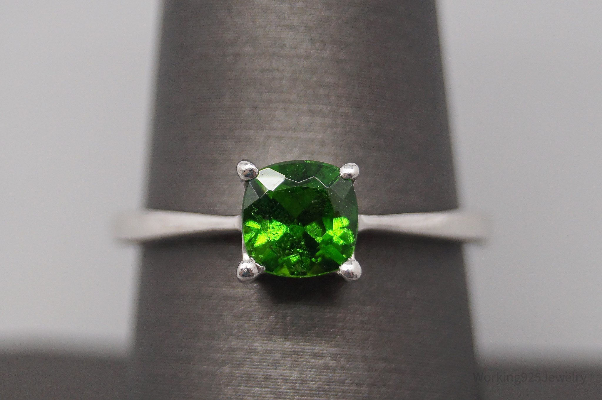 JTV TGGC Green Chrome Diopside Sterling Silver Ring - Size 8