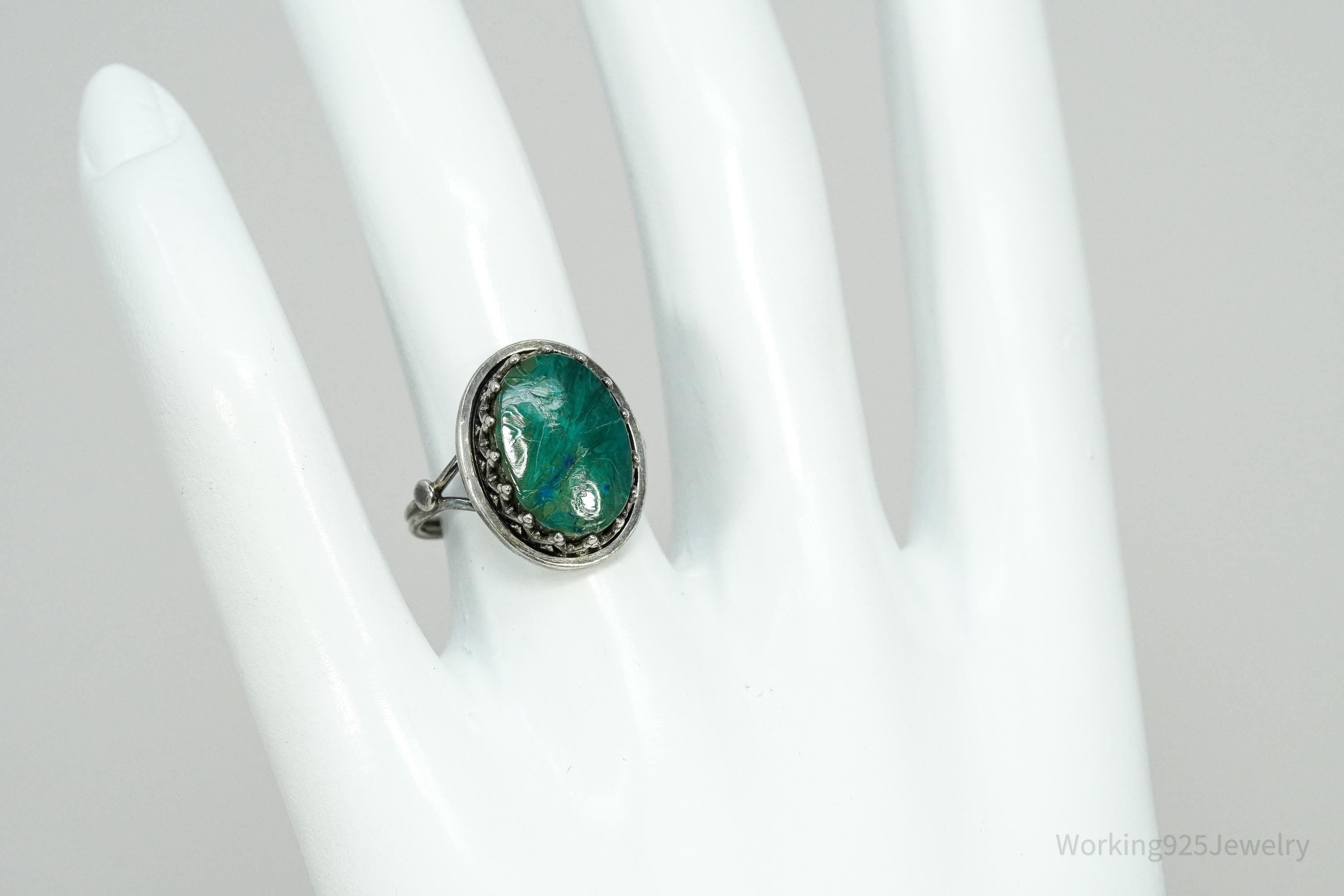 Vintage Chrysocolla Sterling Silver Ring - Size 6