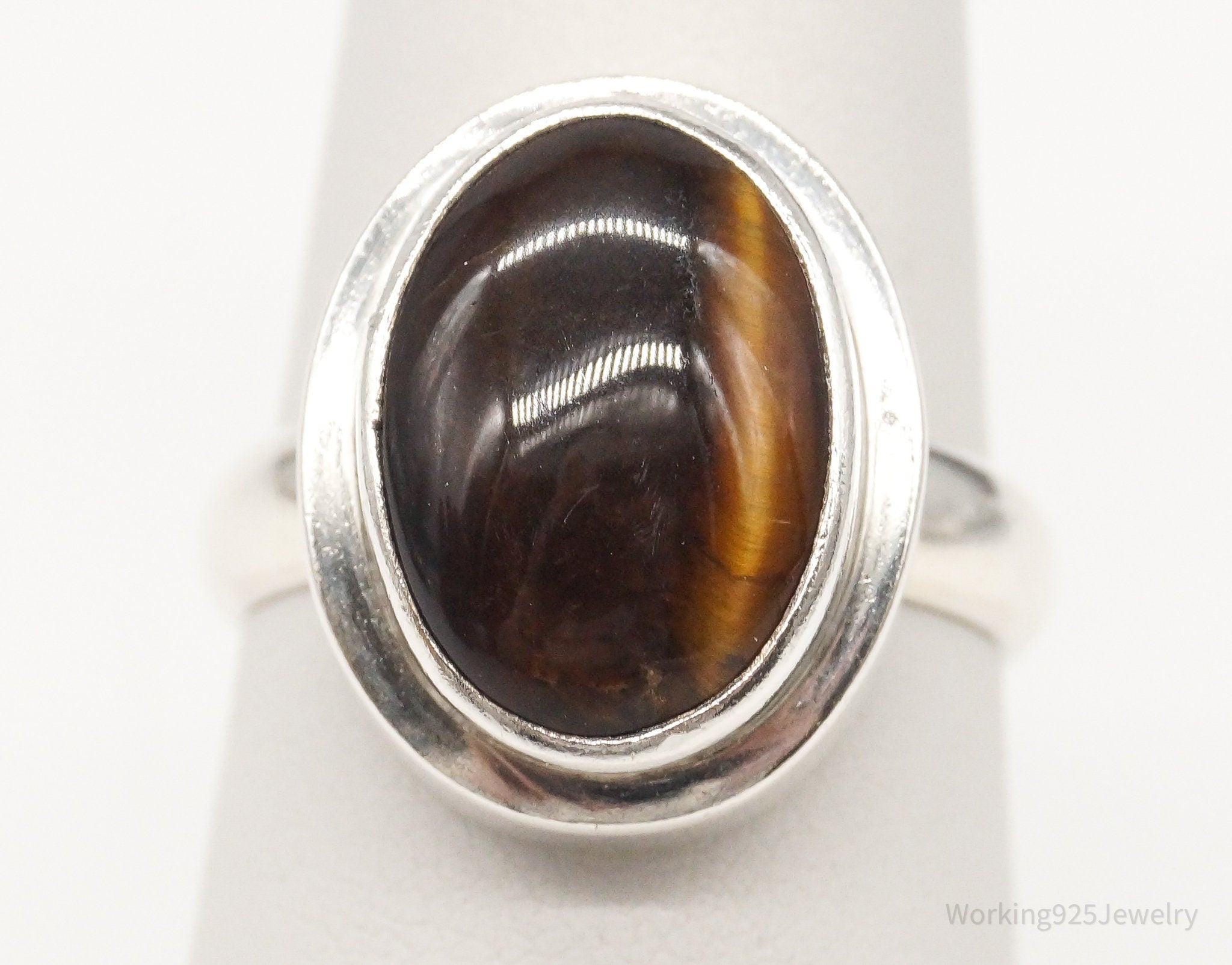 Vintage Tigers Eye Sterling Silver Ring - Size 7