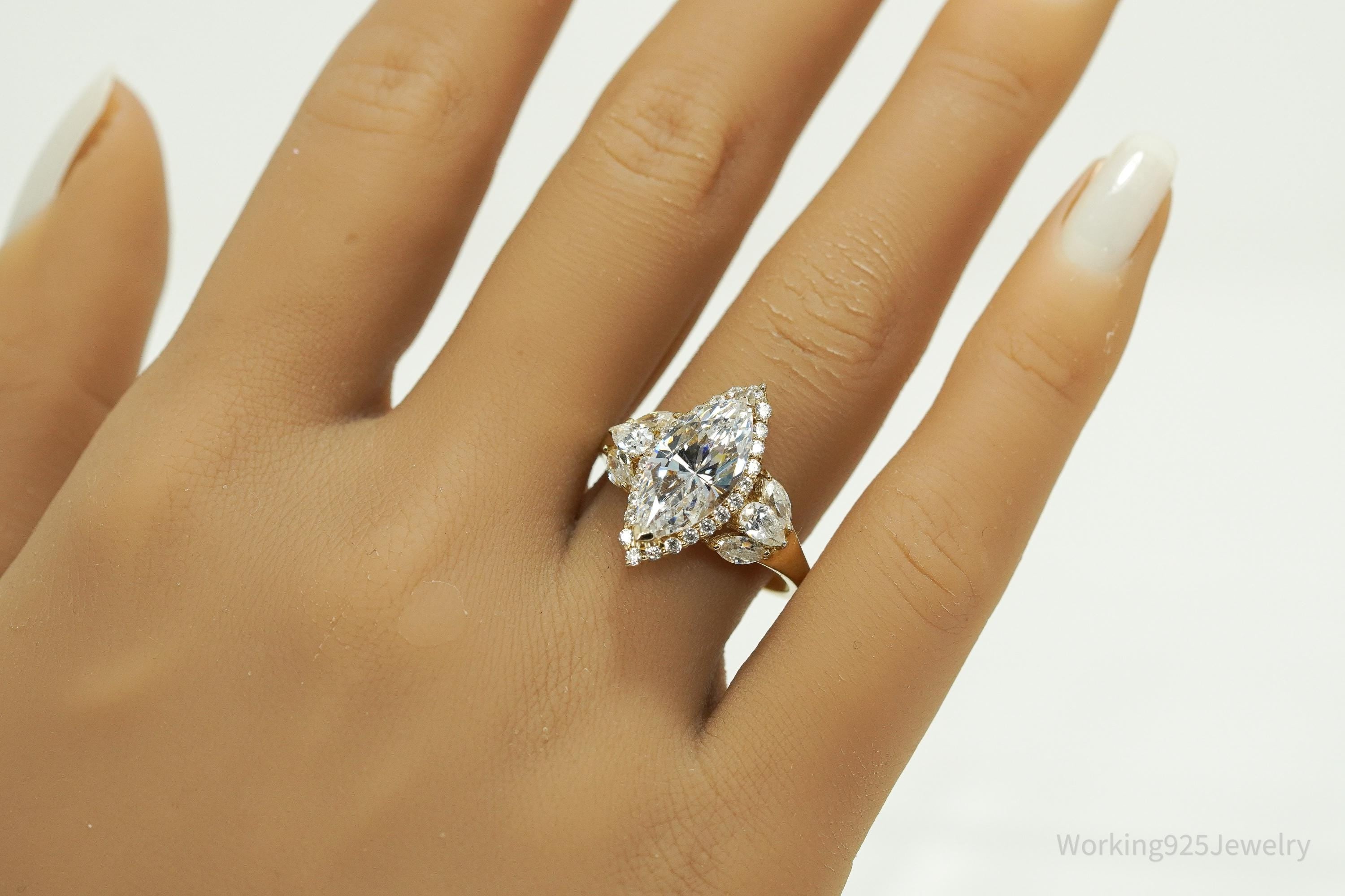 Designer Michael Valitutti Cubic Zirconia 14K Gold Over Sterling Silver Ring - Size 9