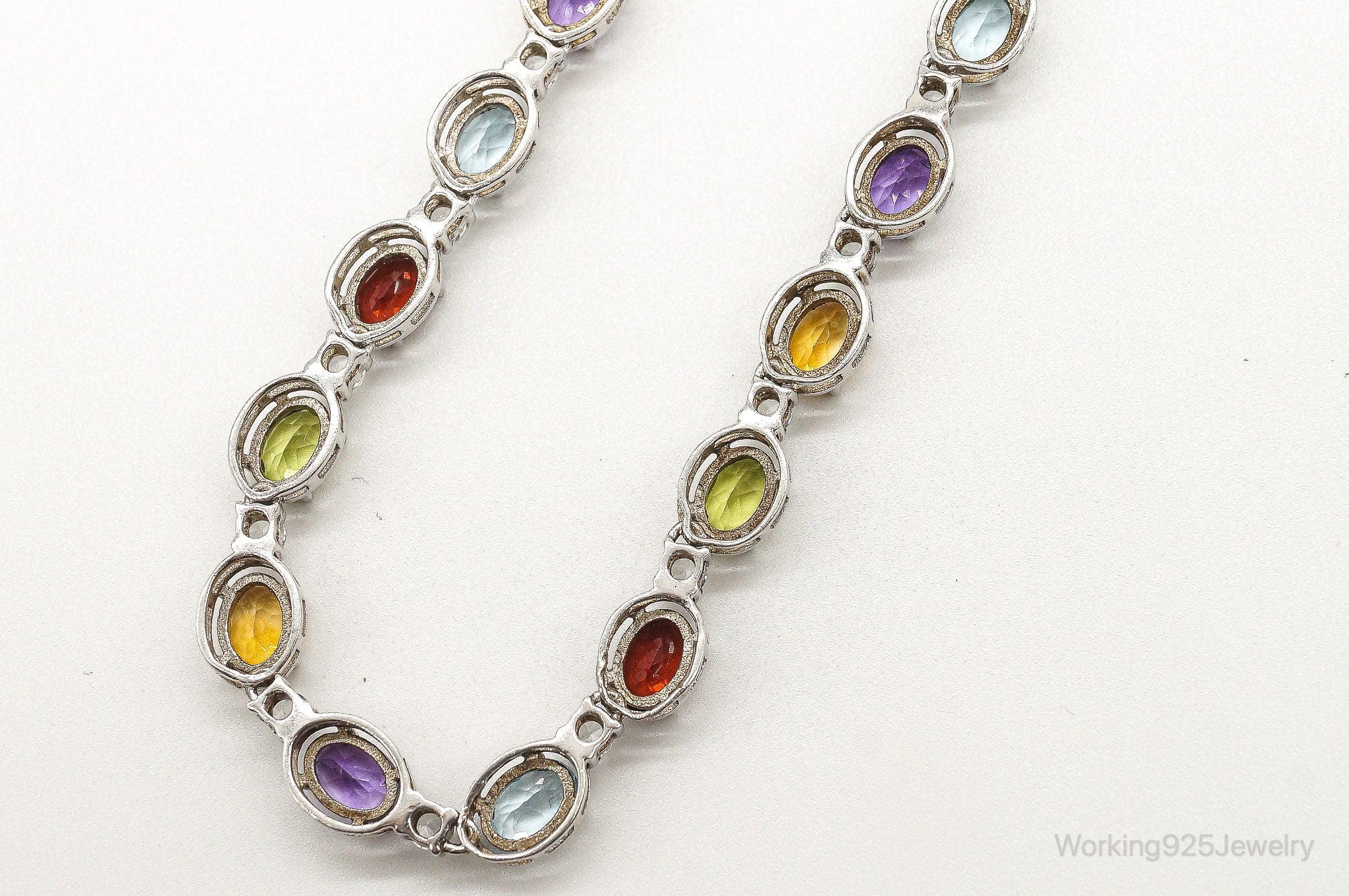 Vintage Multi Stone Sterling Silver Necklace