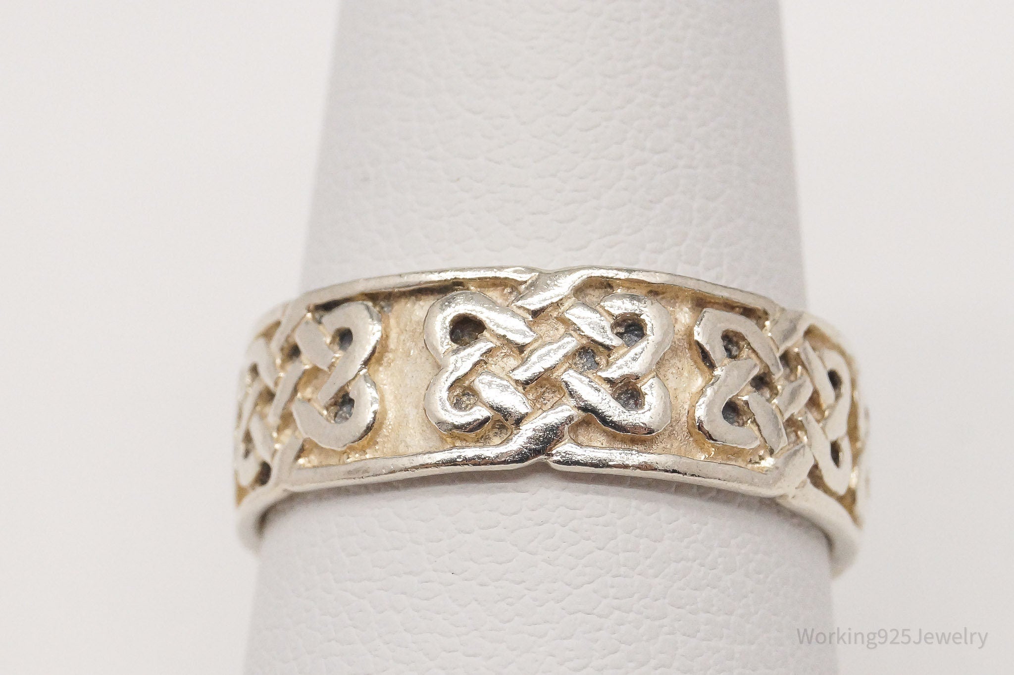 Vintage PSCL Celtic Knot Design Sterling Silver Band Ring - Size 8.25