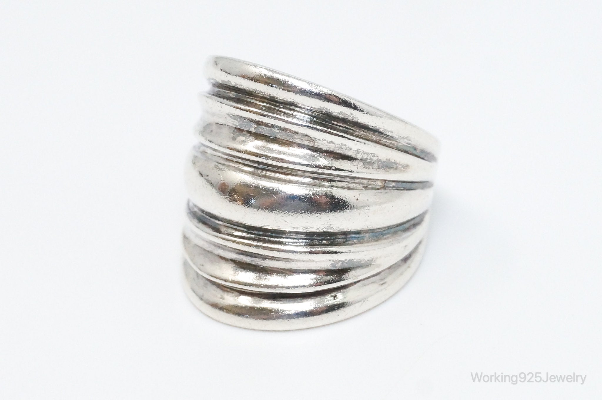 Vintage Sterling Silver Puffy Band Ring - SZ 8.25