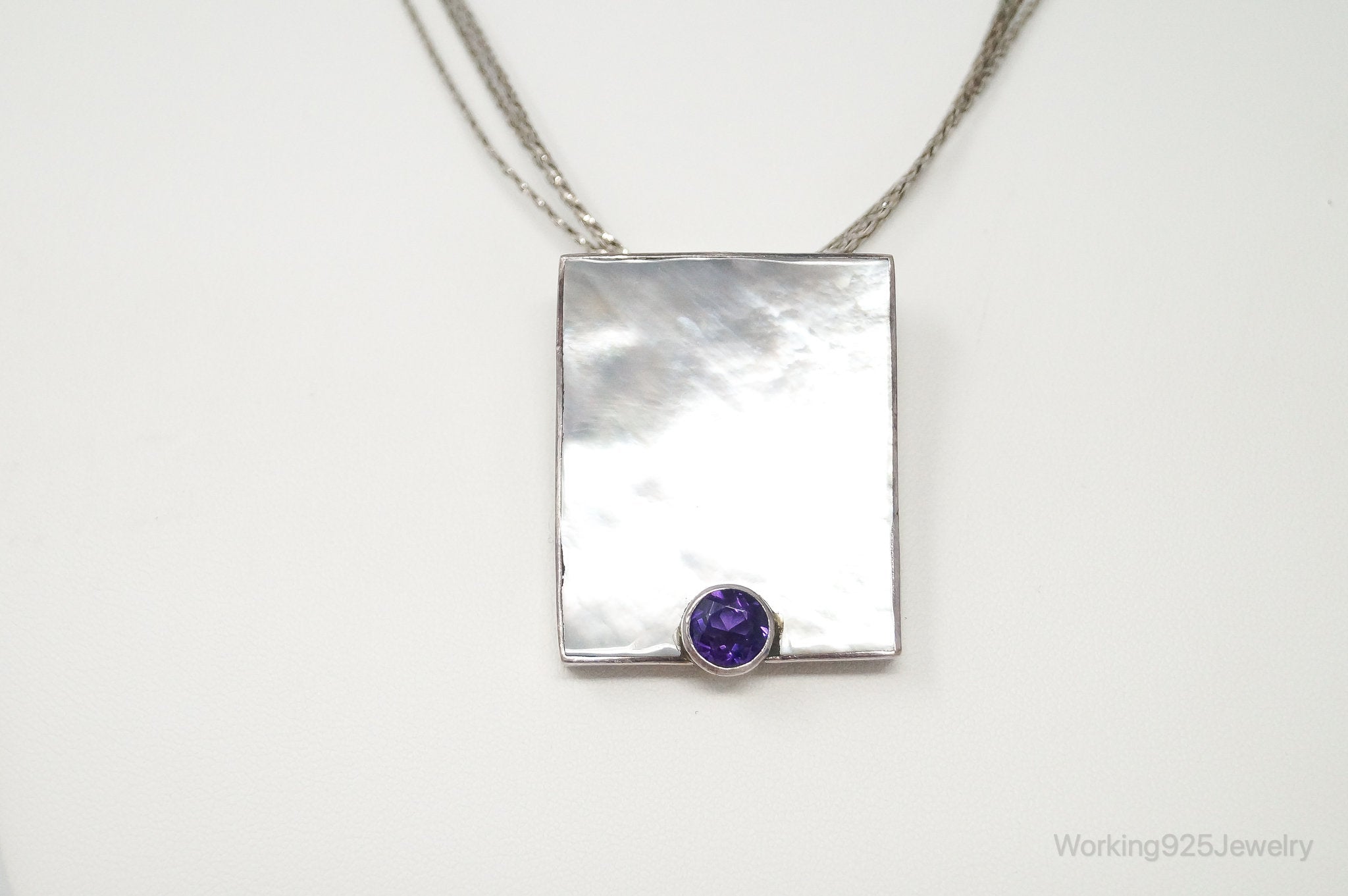 925 selling Sterling Silver Mother of Pearl Amethyst Necklace