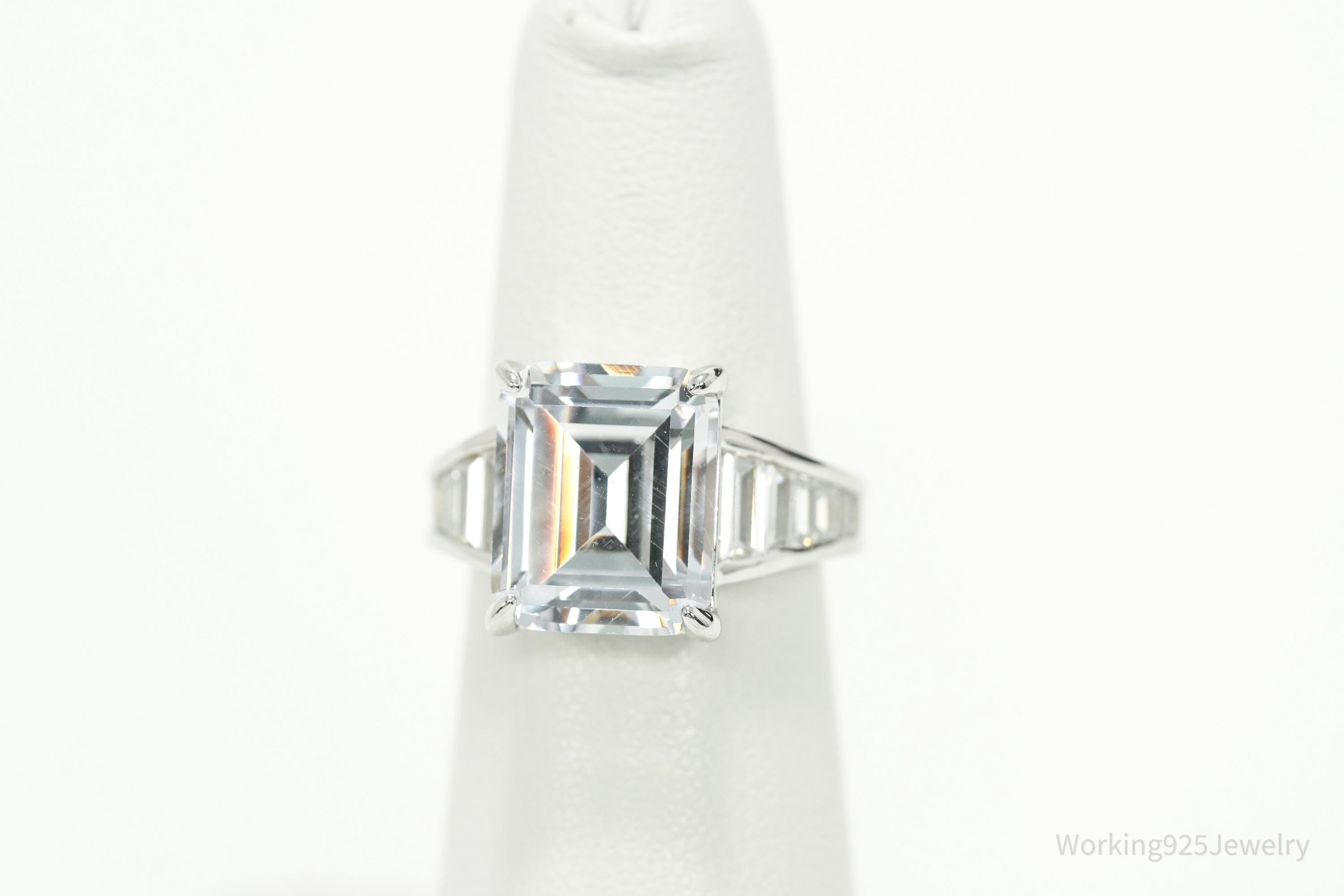 Vintage JCL Large Cubic Zirconia Sterling Silver Ring Size 5