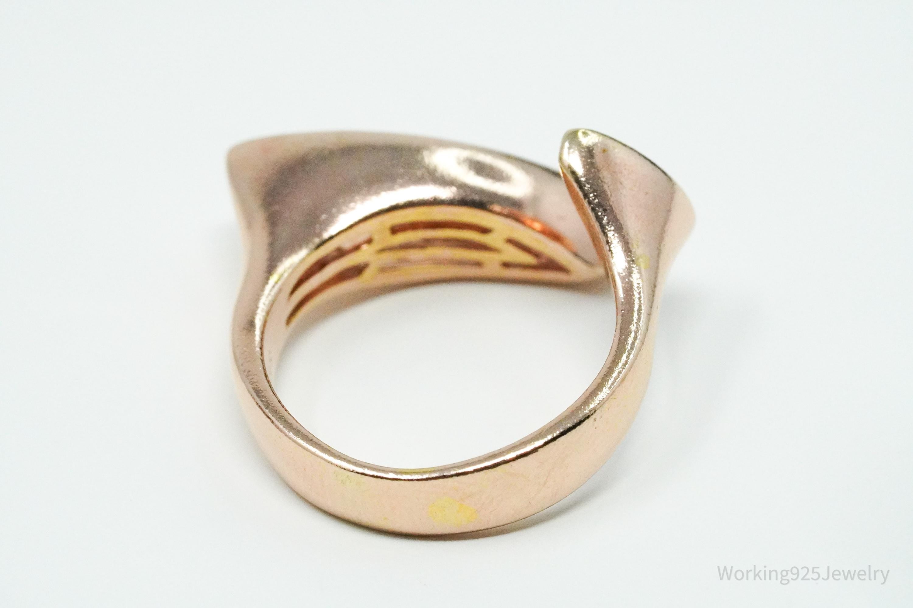 Vintage Amethyst Rose Gold Vermeil Sterling Silver Ring - Size 8