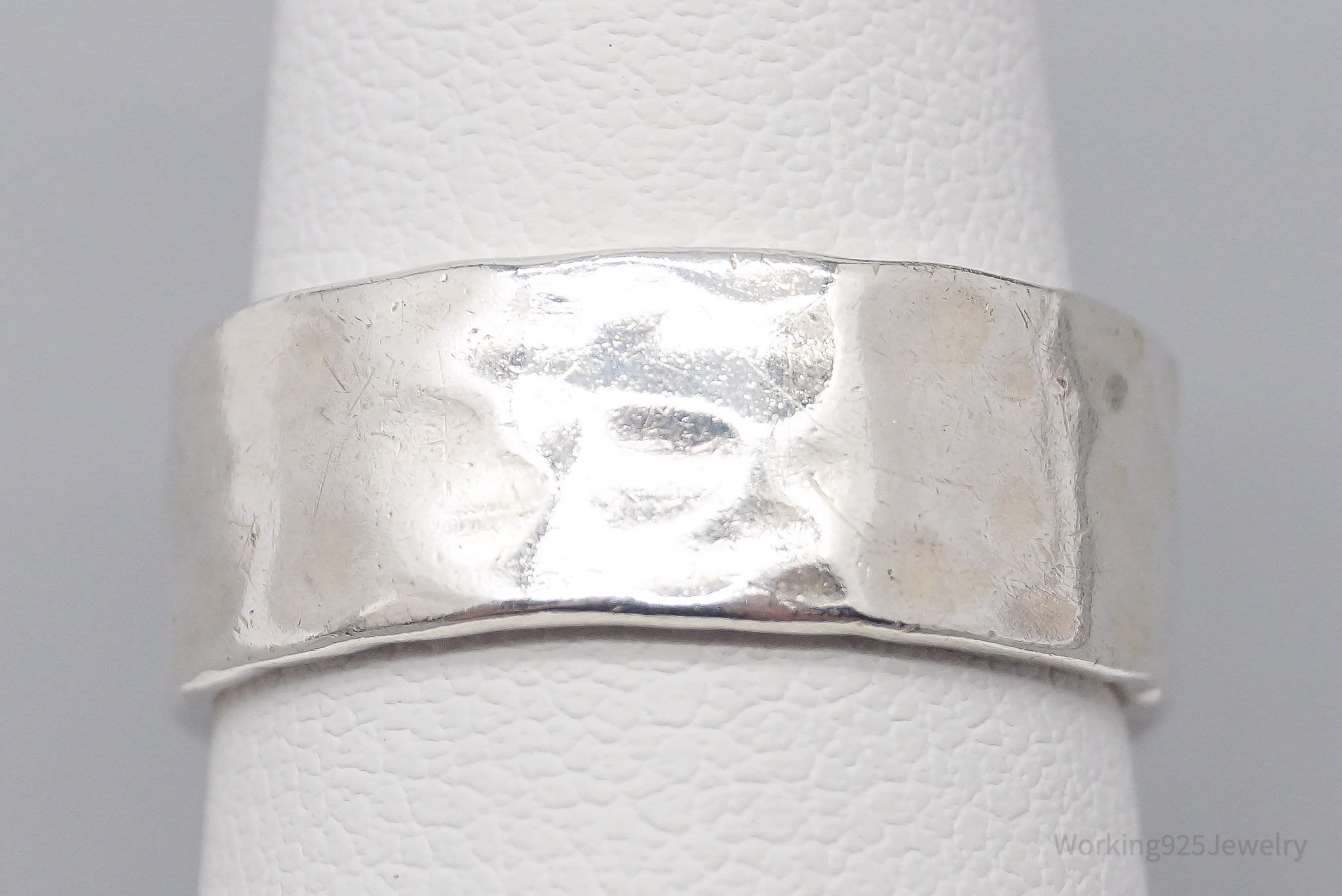 Vintage Mexico Modernist Hammered Style Sterling Silver Band Ring - Size 7