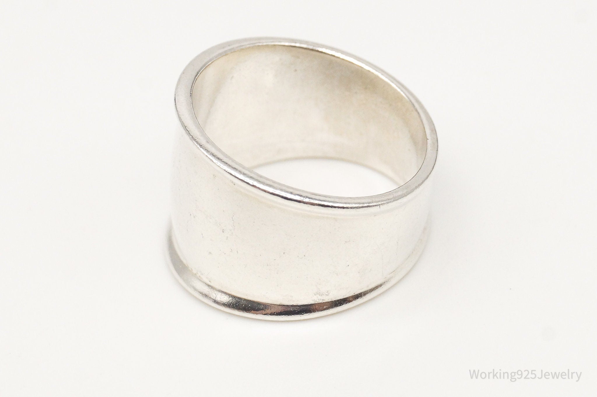 Vintage Wide Sterling Silver Band Ring - Size 7