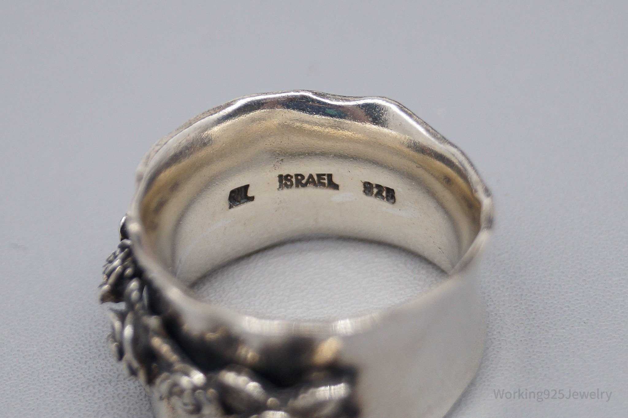 Vintage Israel Designer RL Sterling Silver Roses Band Ring - Size 5.75