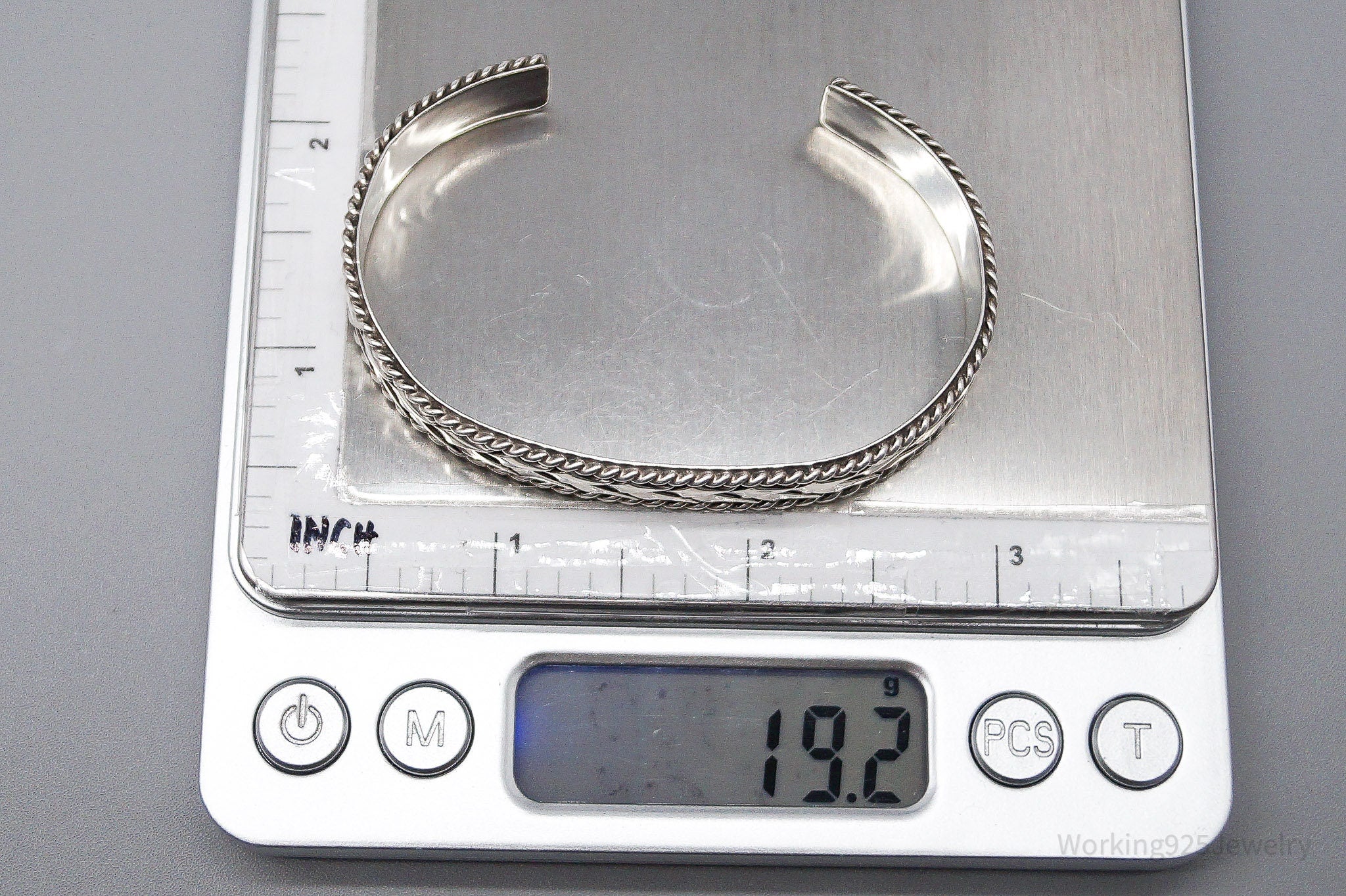 Vintage Southwestern Braid Sterling Silver Cuff Bracelet - 6 5/8"
