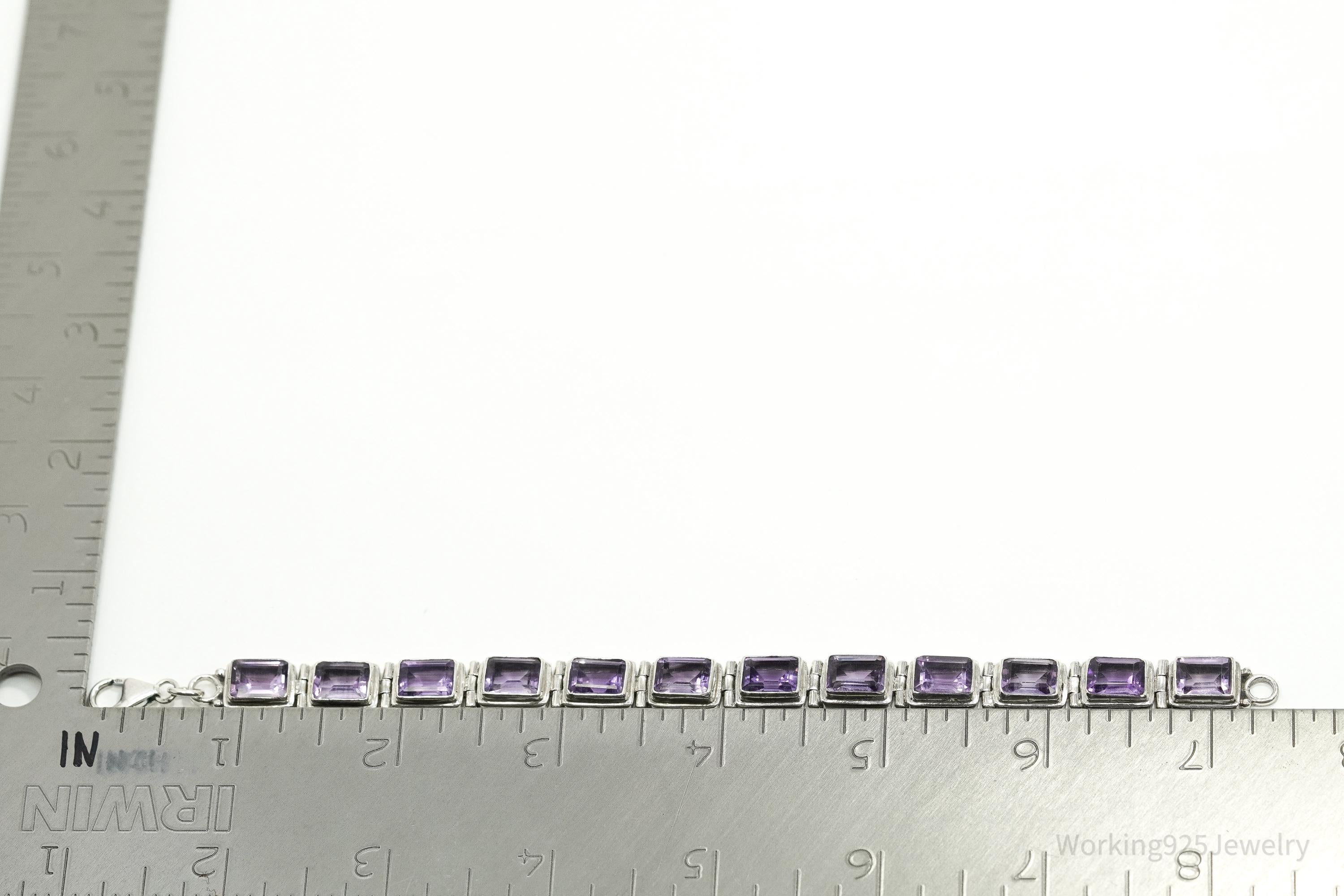 Vintage Purple Amethyst Sterling Silver Bracelet - 7 3/8"
