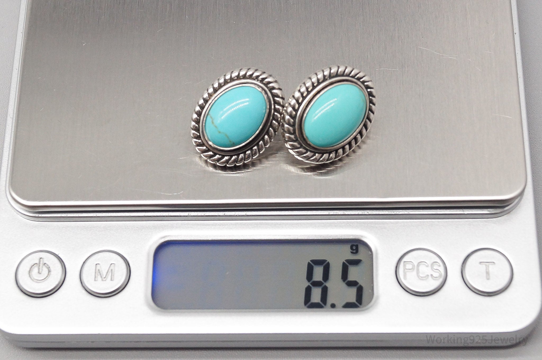 Vintage Blue Turquoise Sterling Silver Earrings