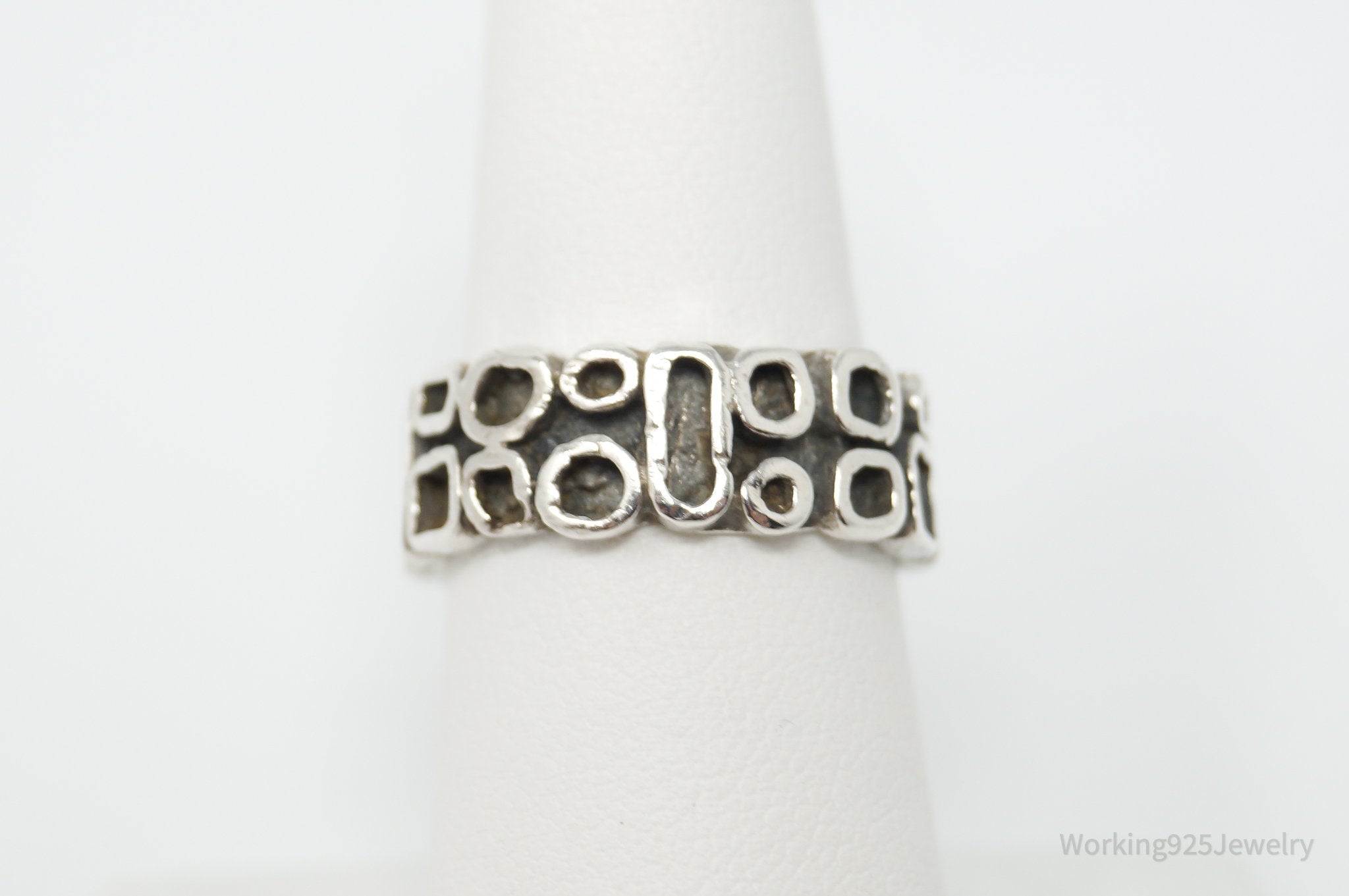 Vintage Southwest Bell Trading Post Modern Sterling Silver Band Ring - Sz 7