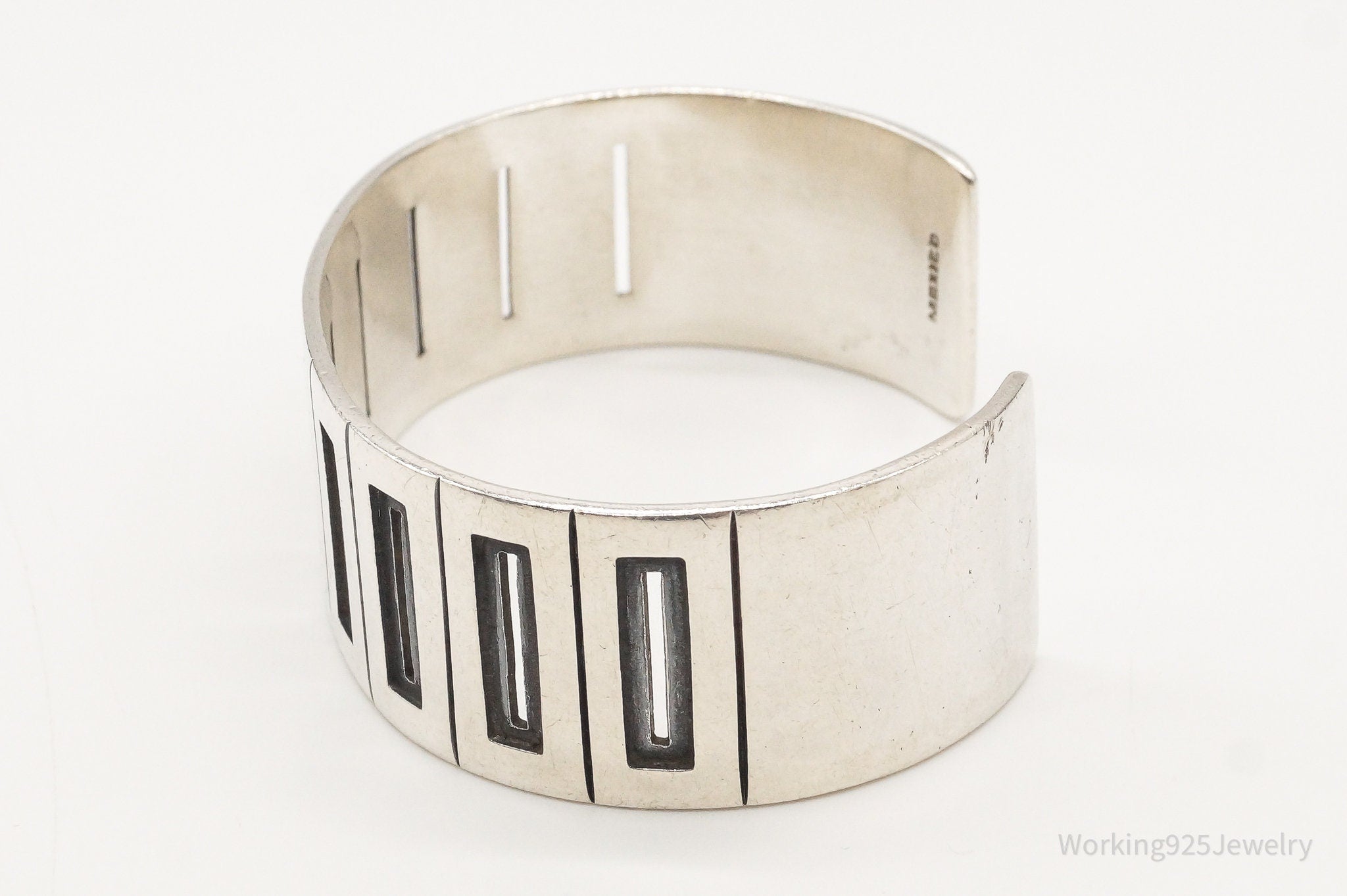 Vintage Mexico Modernist Sterling Silver Cuff Bracelet