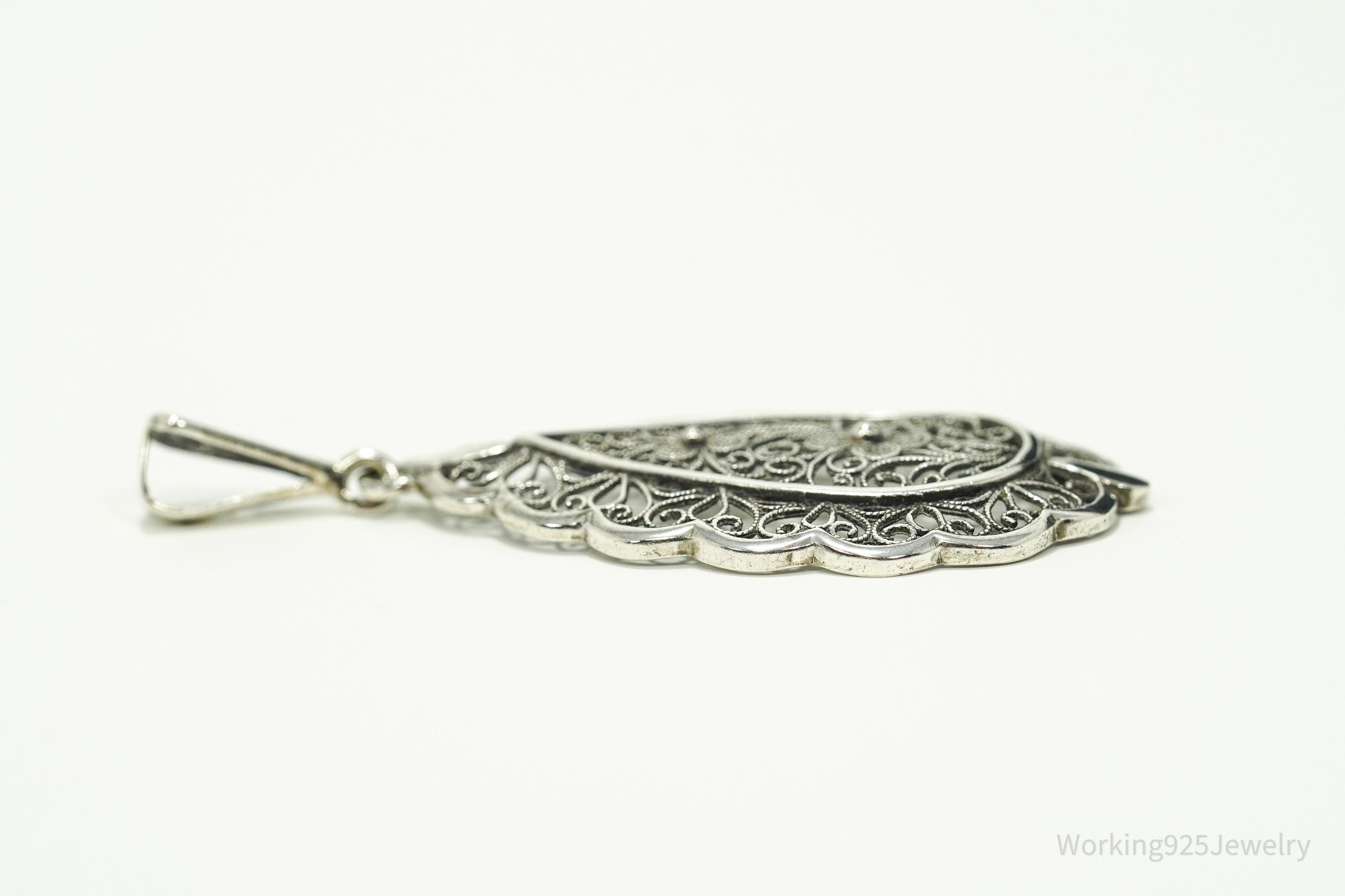 Vintage Scandinavian Ornate 835S Silver Pendant