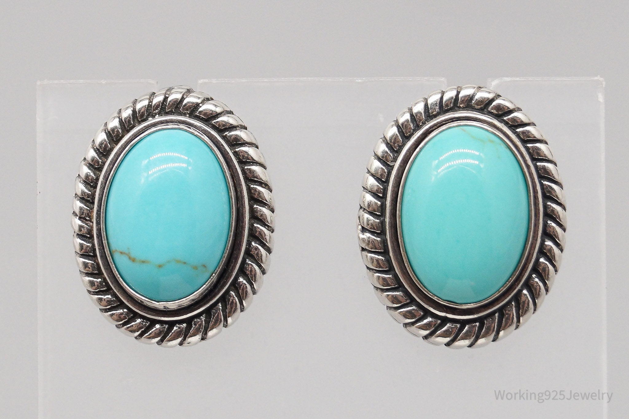 Vintage Blue Turquoise Sterling Silver Earrings