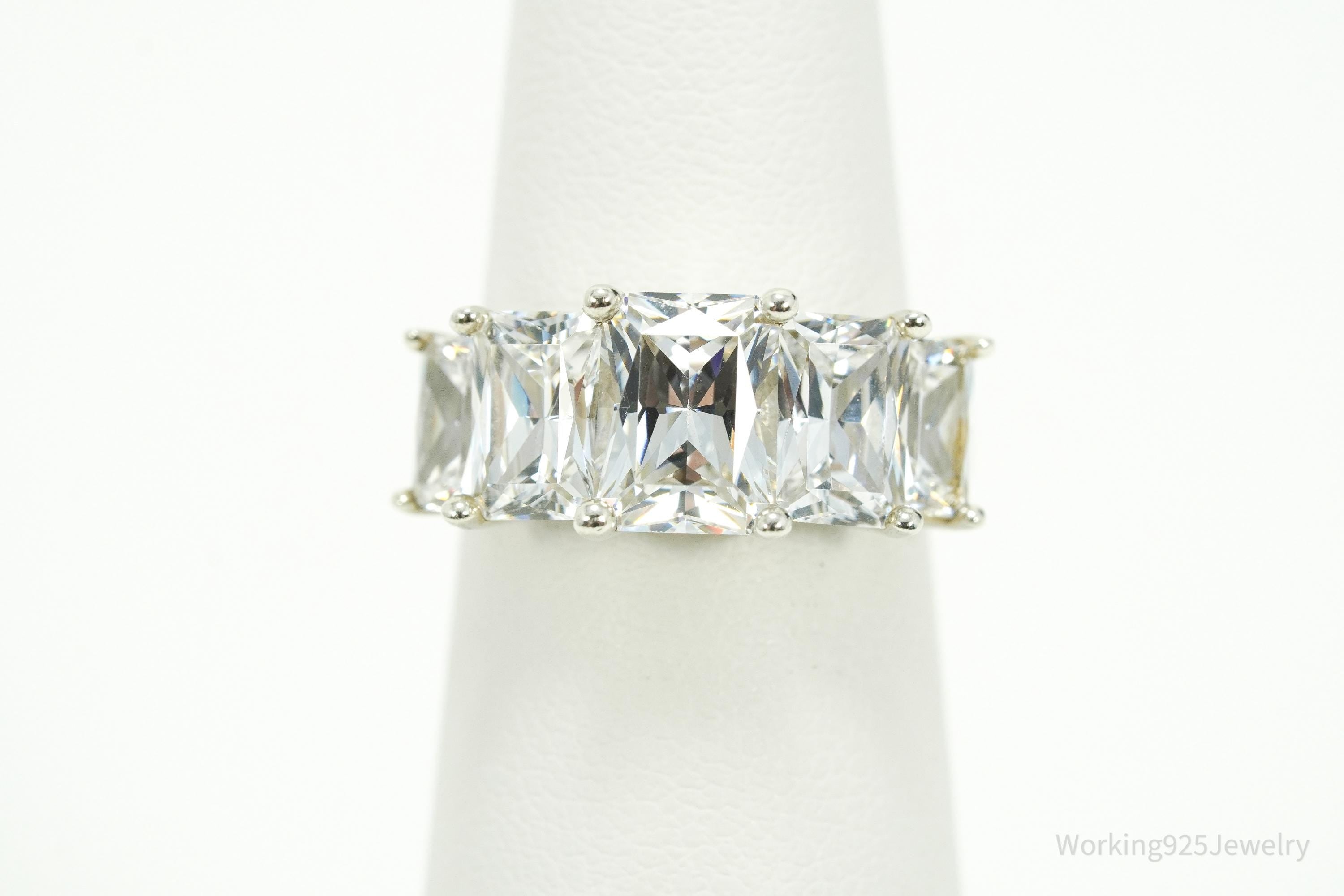 Vintage Diamonique Cubic Zirconia Sterling Silver Ring - Size 5.25