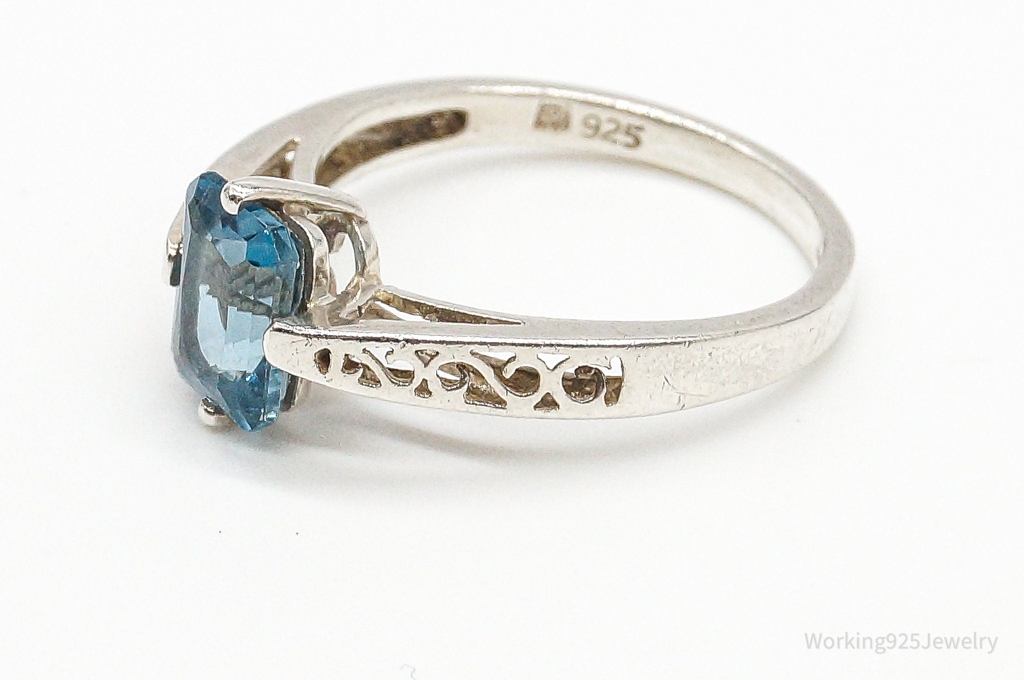 Vintage London Blue Topaz Sterling Silver Ring - Size 8