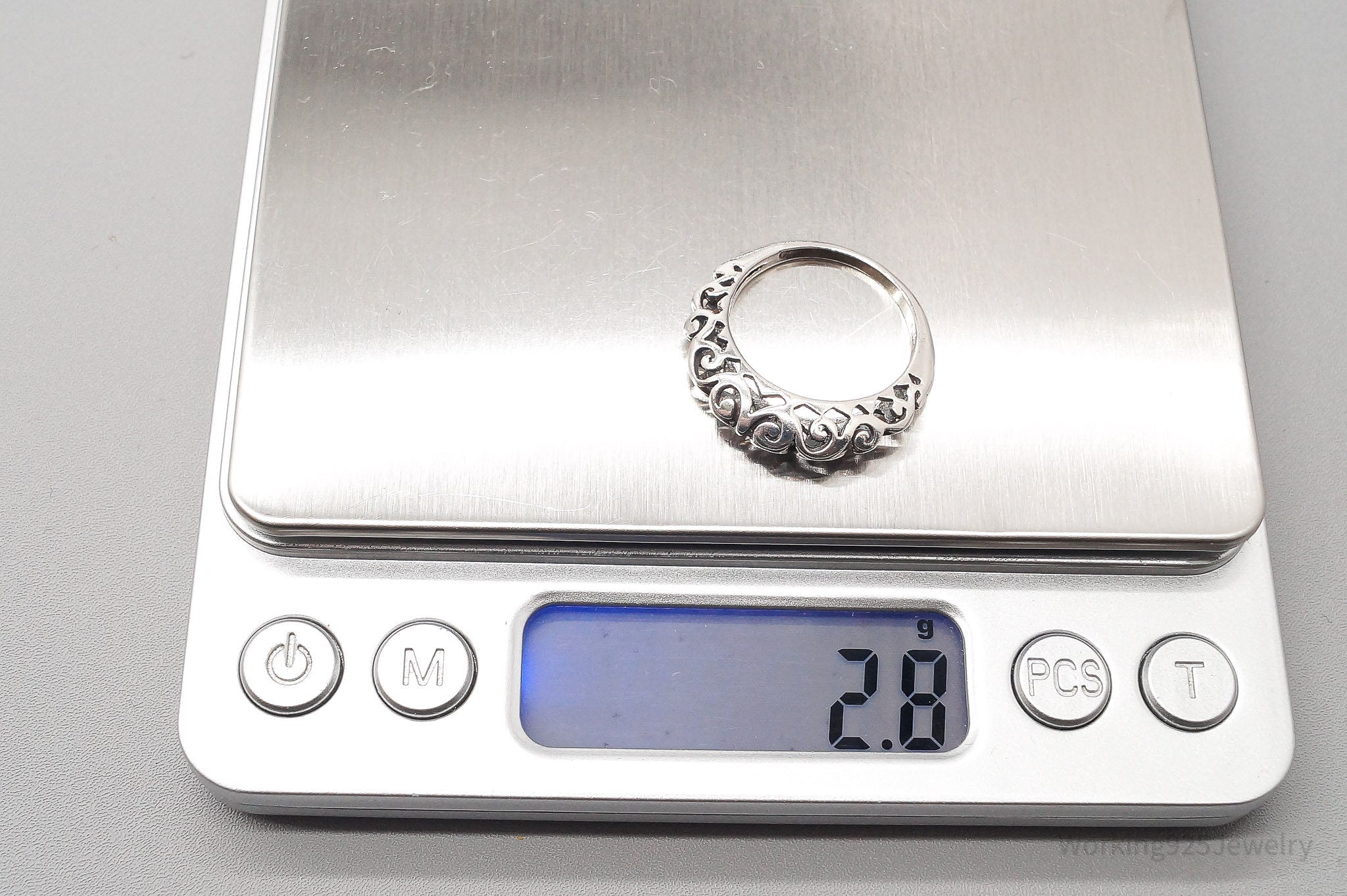 Vintage Tall Scrolls & Swirls Sterling Silver Band Ring - Size 7.75