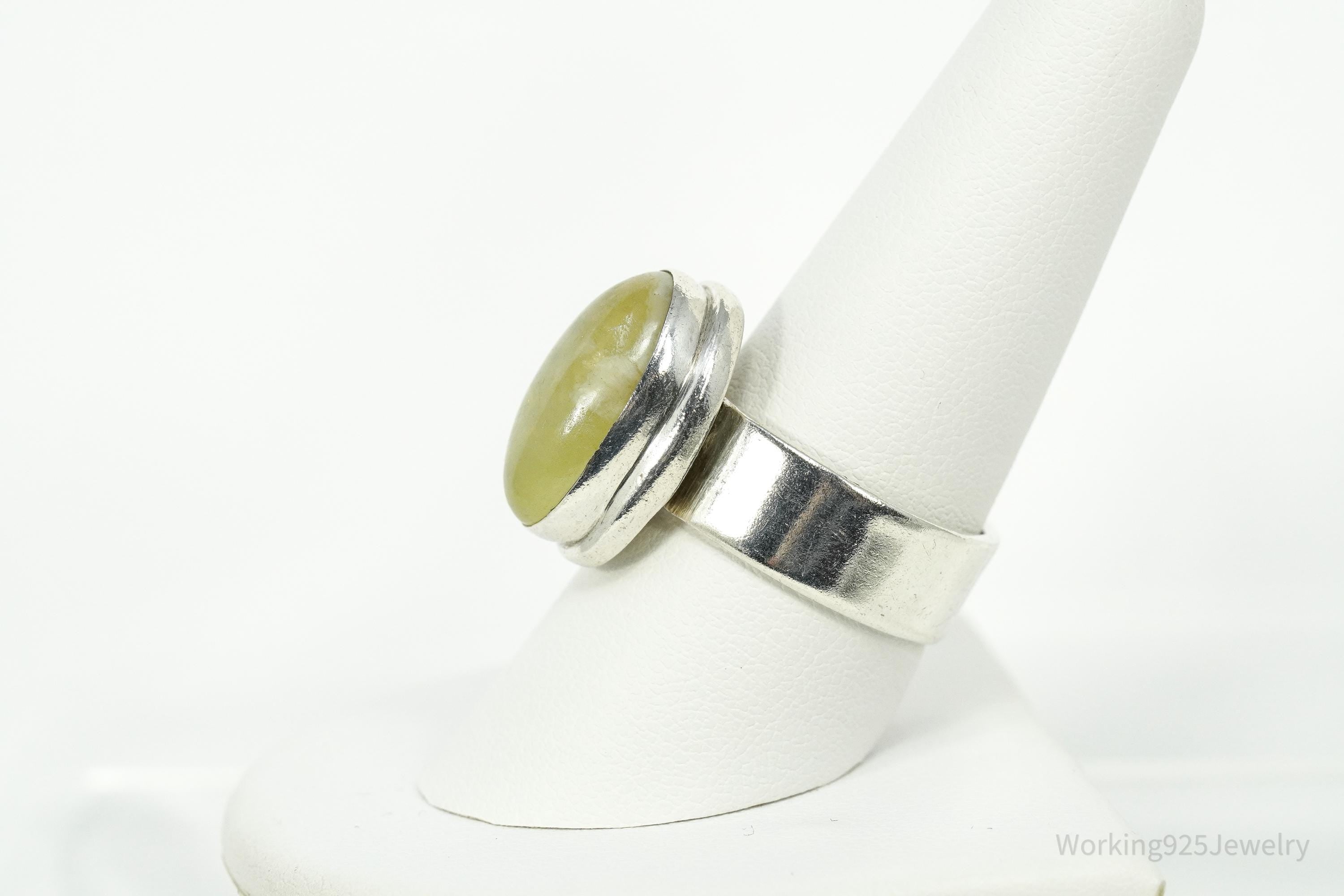 Vintage Lemon Citrine Sterling Silver Wrap Ring - Size 9 Adjustable