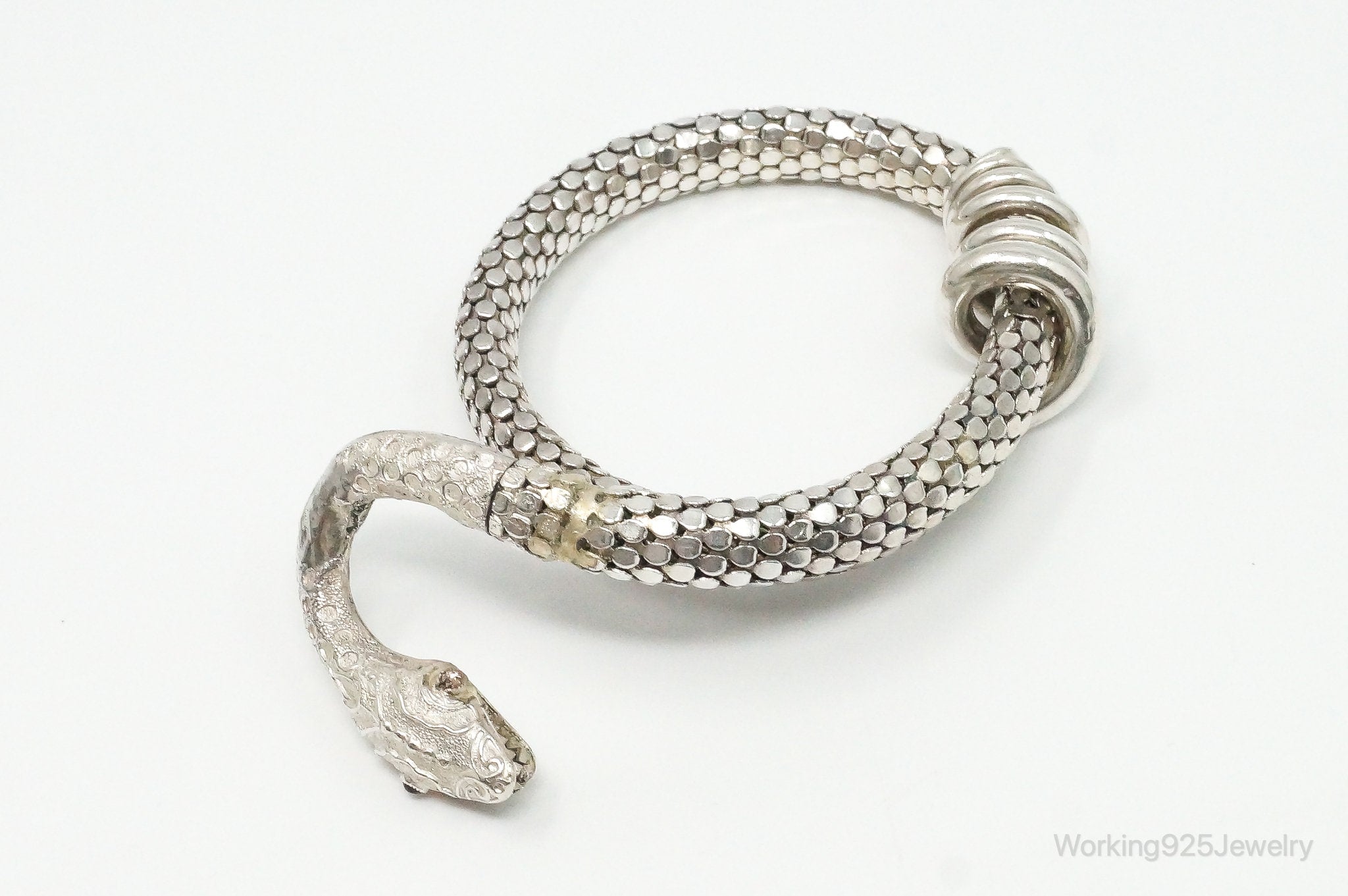 Vintage Designer W & D Snake Sterling Silver Expanding Bracelet