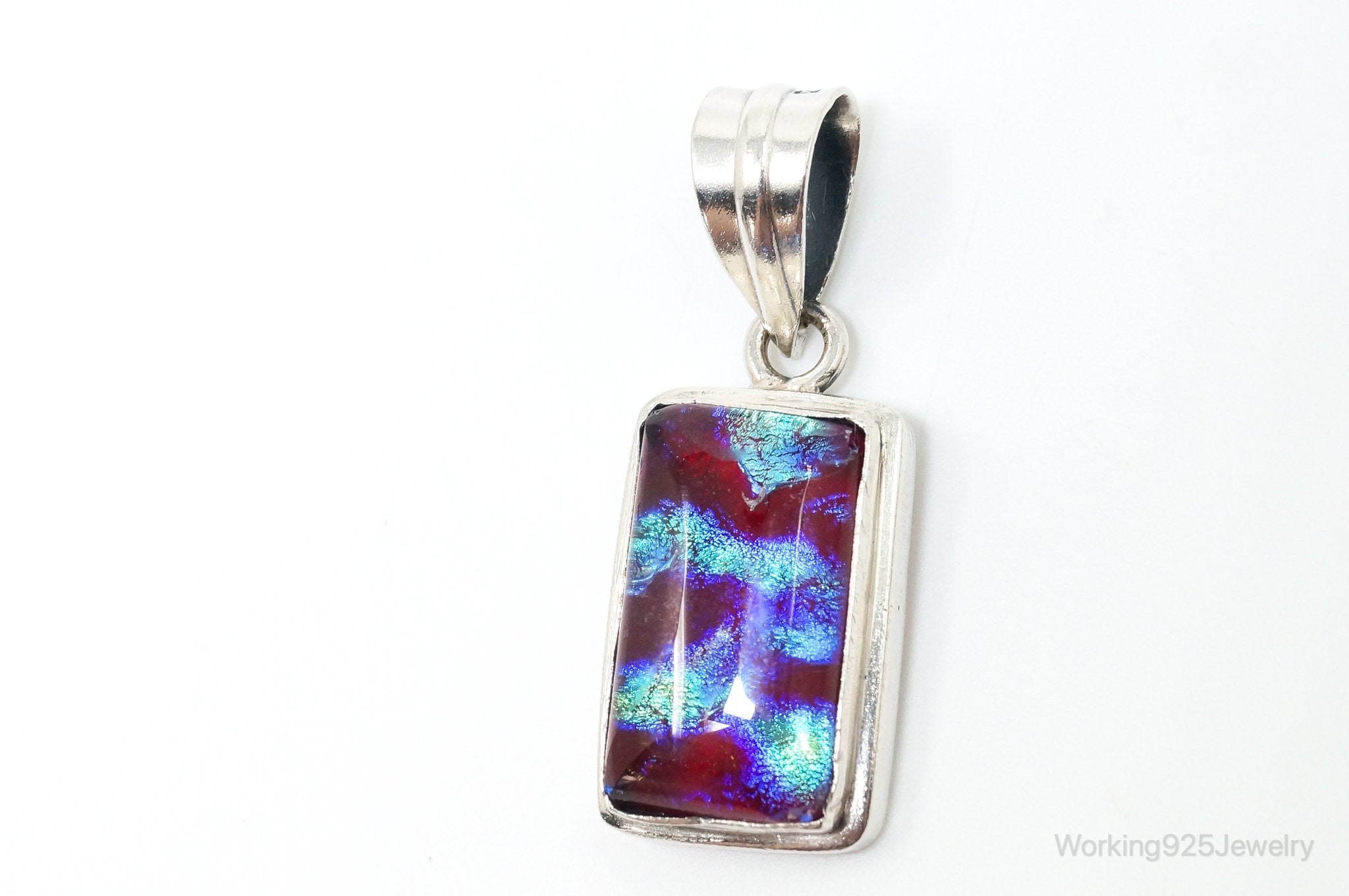 Vintage Dichroic Glass Sterling Silver Necklace Pendant